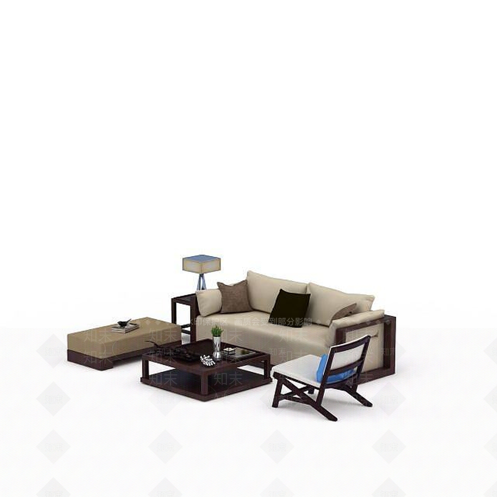 中式沙发组合3D模型下载【ID:1199158542】
