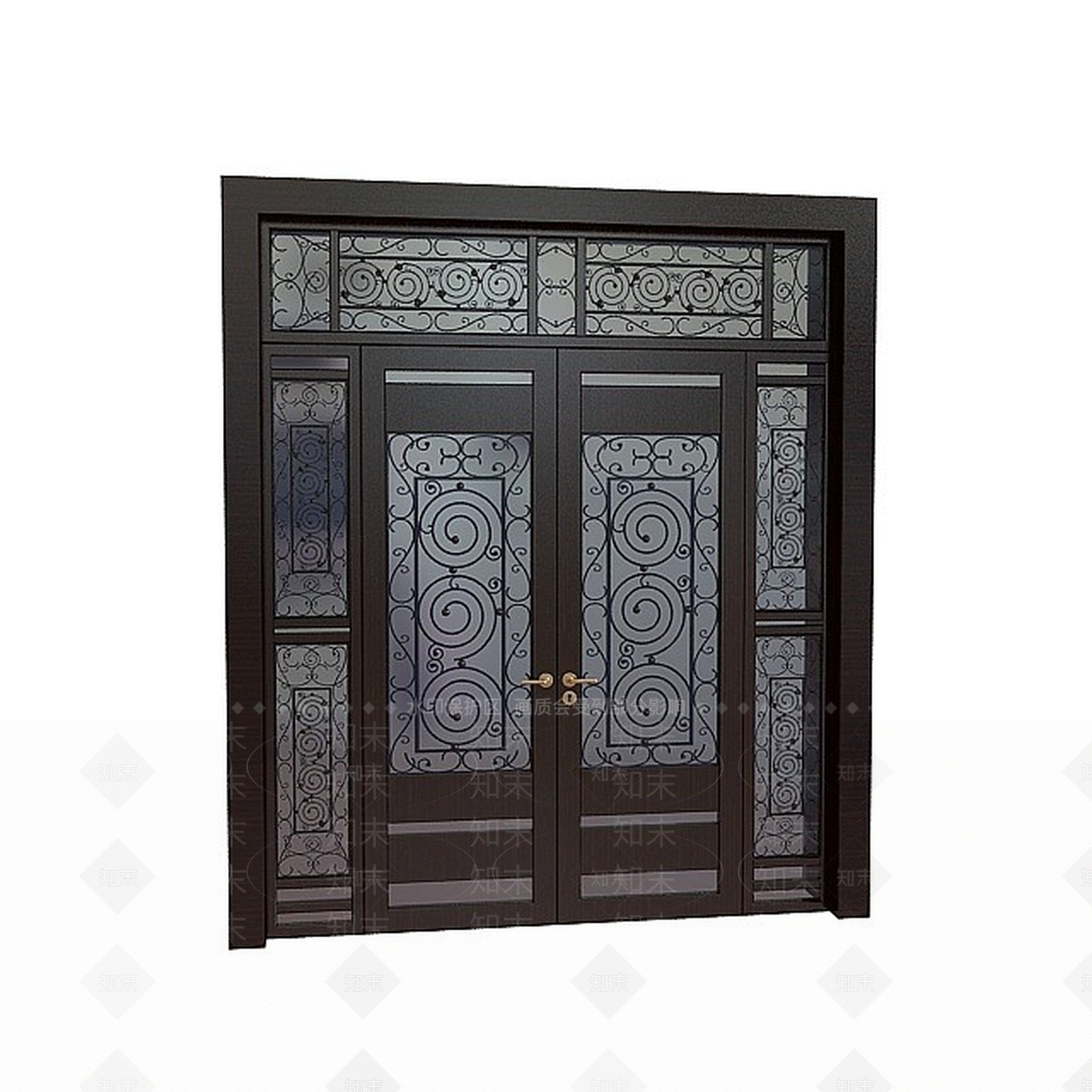 欧式古典欧式铁艺双开门3D模型下载【ID:1199159278】