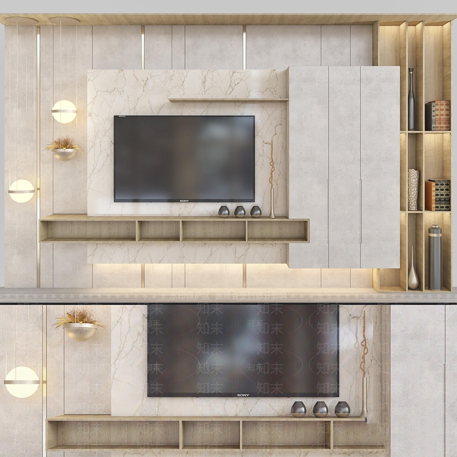 电视背景墙3D模型下载【ID:1199161446】