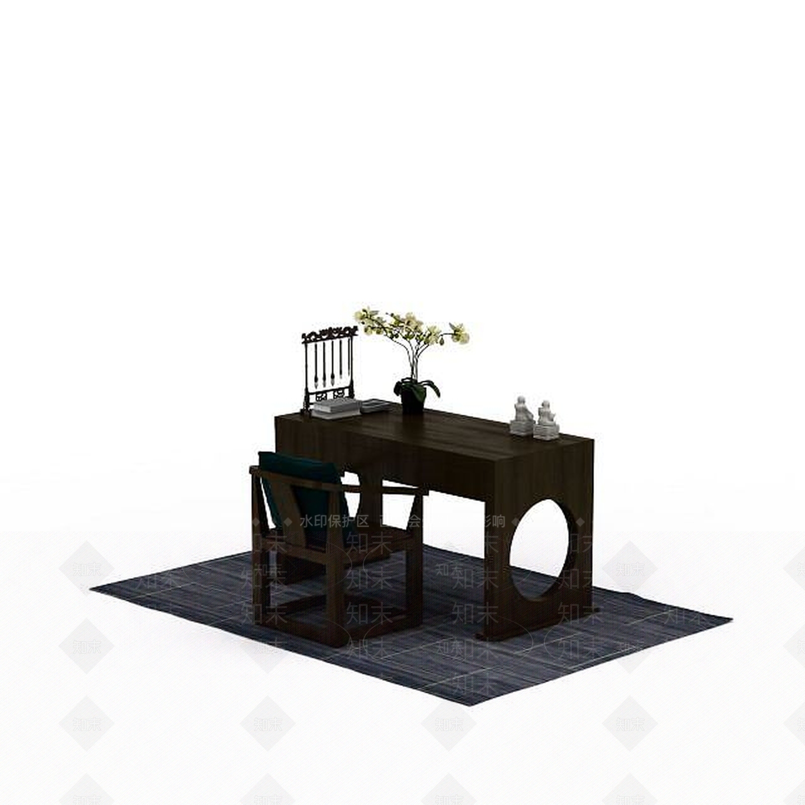 现代木质写字台3D模型下载【ID:1199162271】