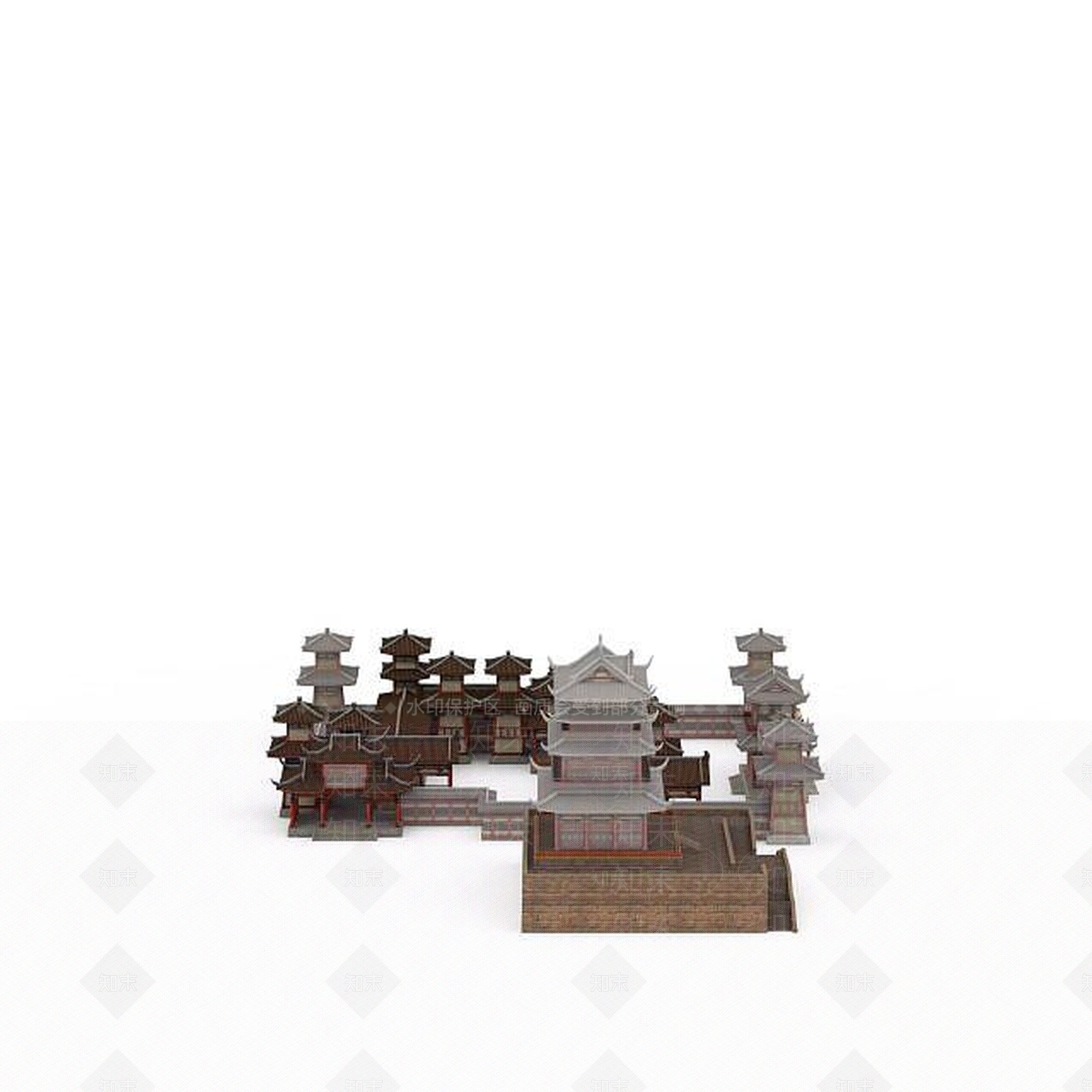 现代古代酒楼阁楼3D模型下载【ID:1199162582】