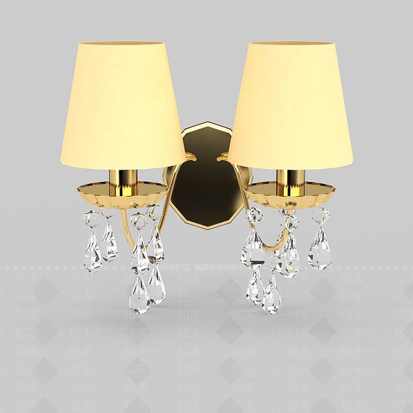 现代双头水晶壁灯3D模型下载【ID:1199163748】