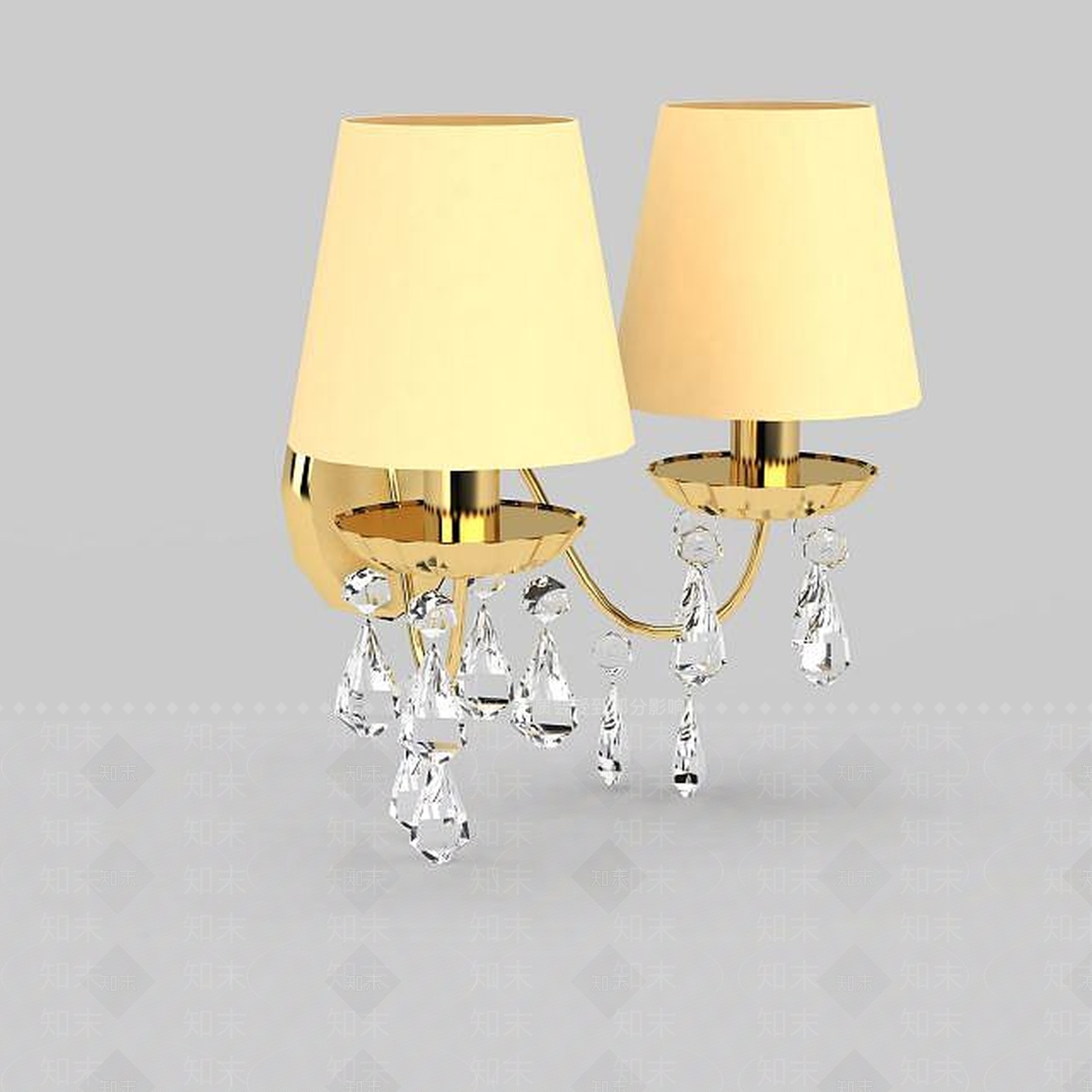 现代双头水晶壁灯3D模型下载【ID:1199163748】