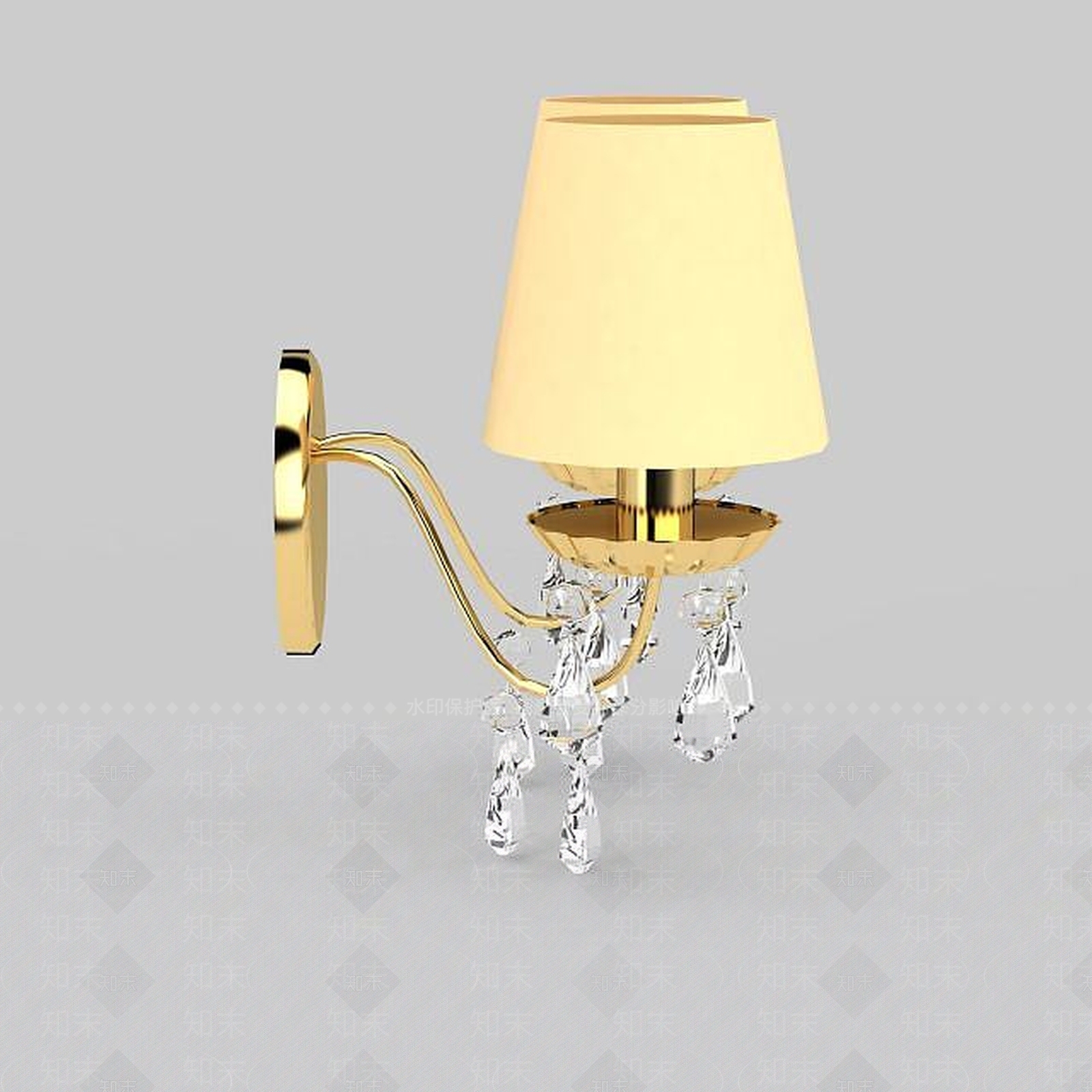 现代双头水晶壁灯3D模型下载【ID:1199163748】