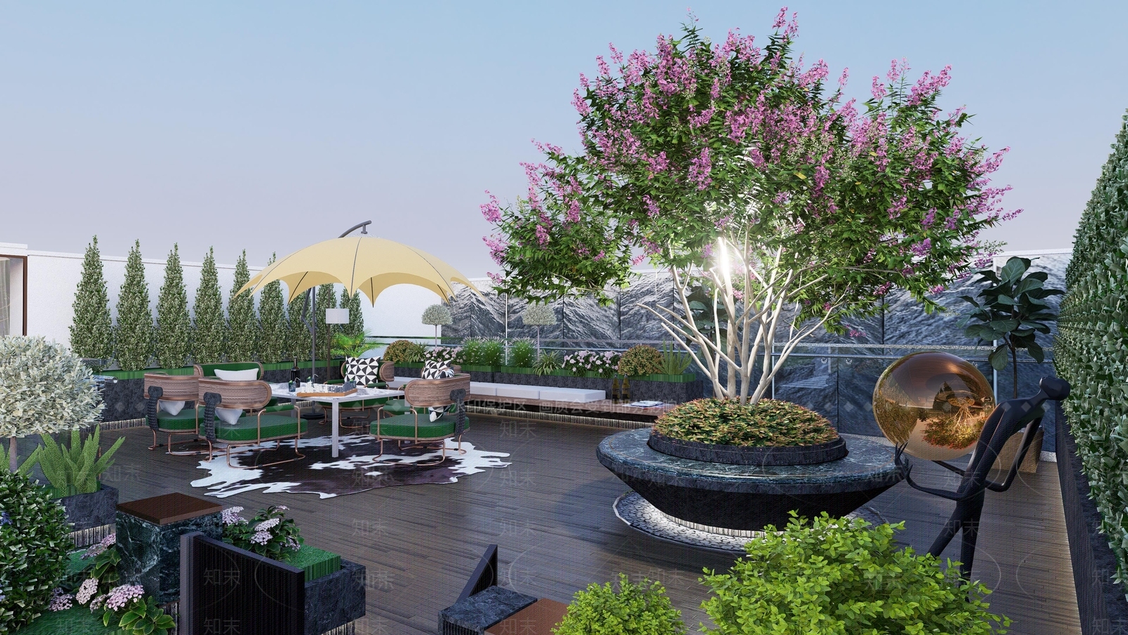 现代轻奢屋顶花园SU模型下载【ID:1199165030】