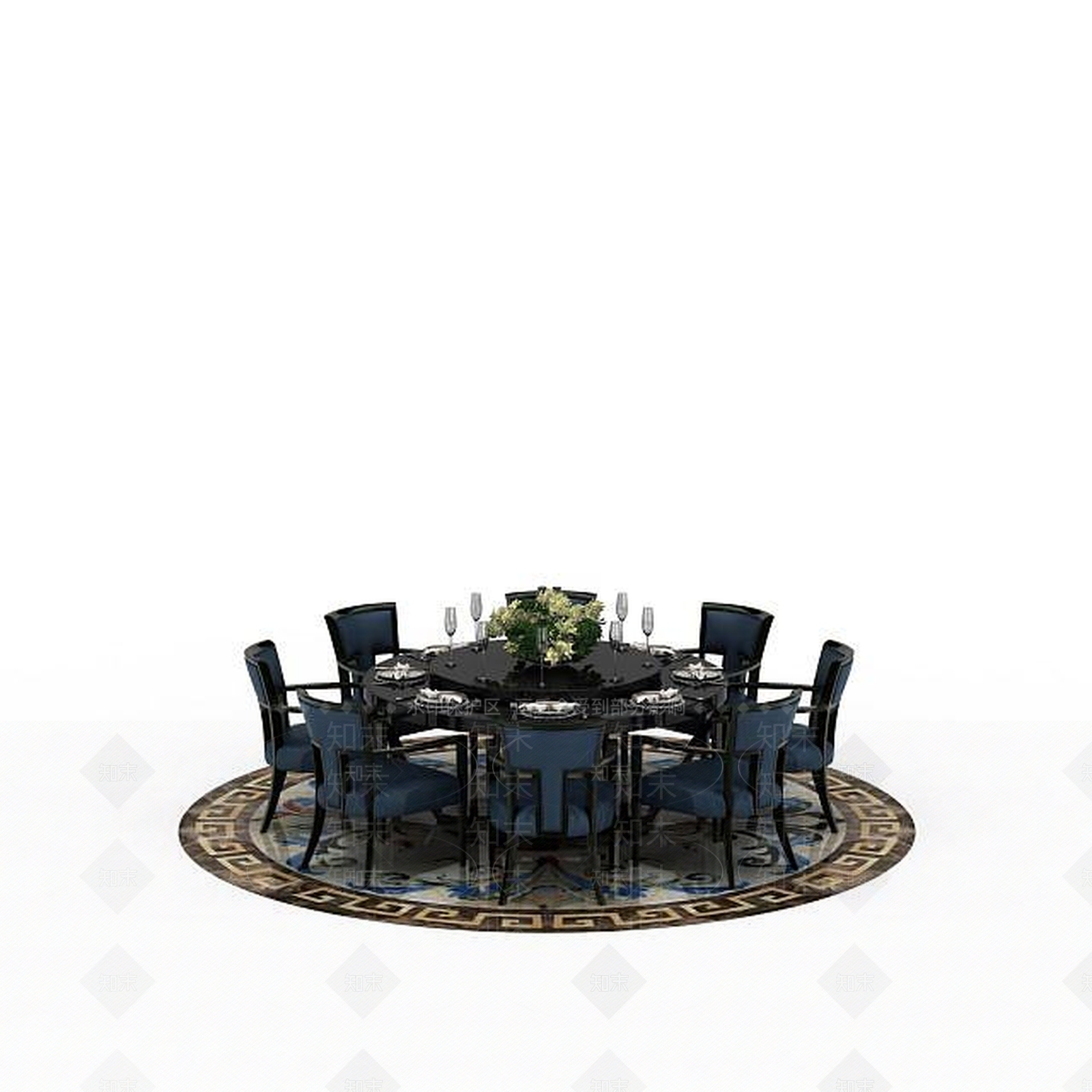 现代大型餐桌餐椅3D模型下载【ID:1199164715】