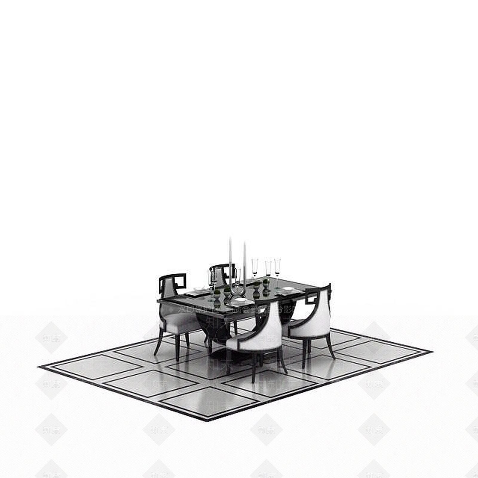现代欧式餐桌3D模型下载【ID:1199164823】