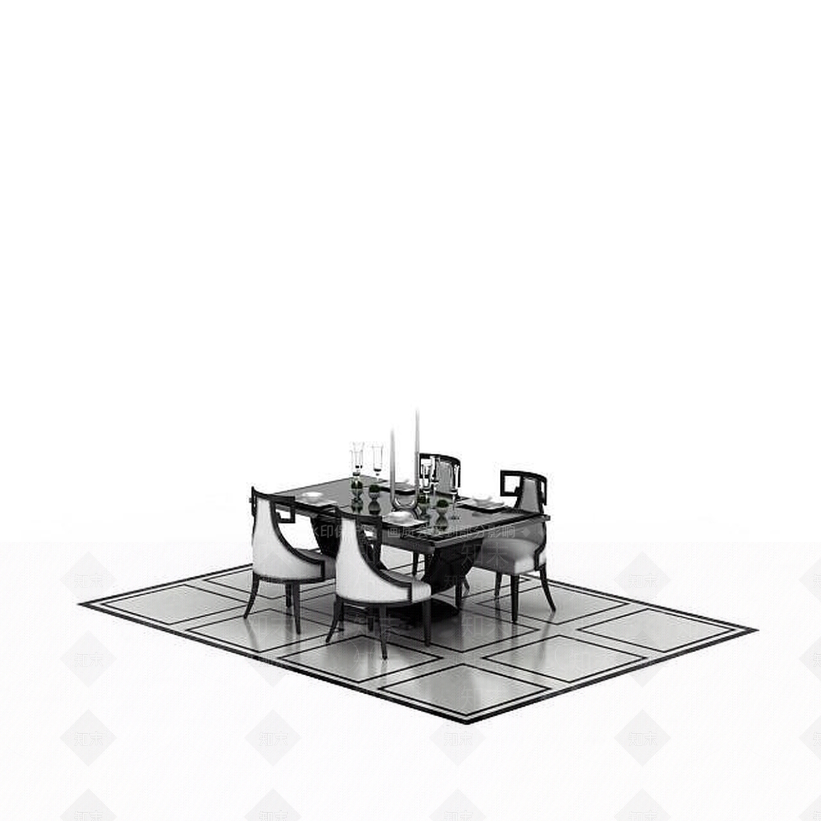 现代欧式餐桌3D模型下载【ID:1199164823】
