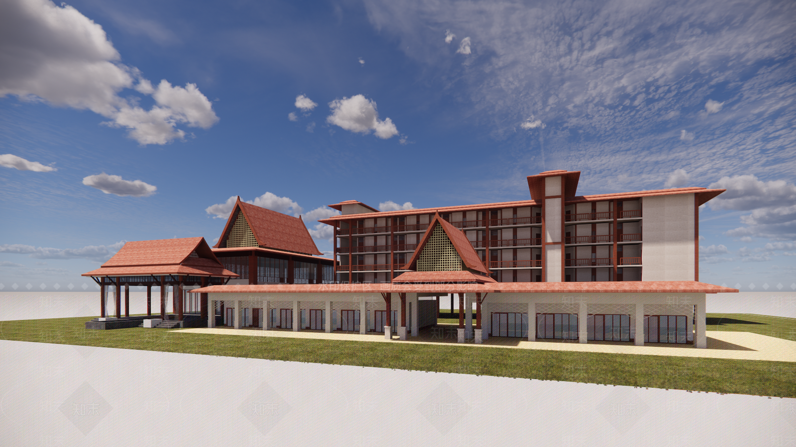 现代复古风格建筑SU模型下载【ID:1199165726】