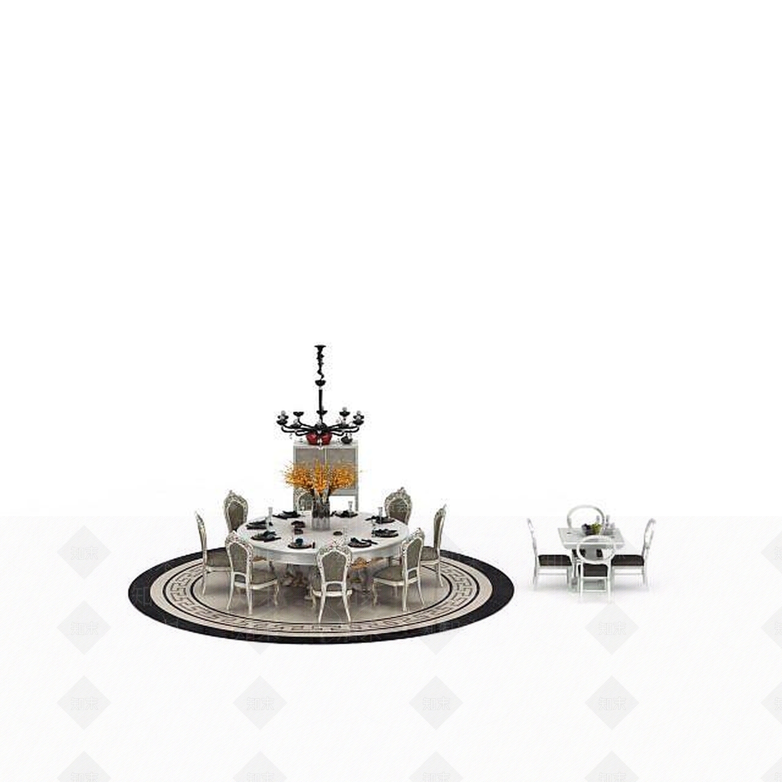 现代酒店餐桌3D模型下载【ID:1199165600】