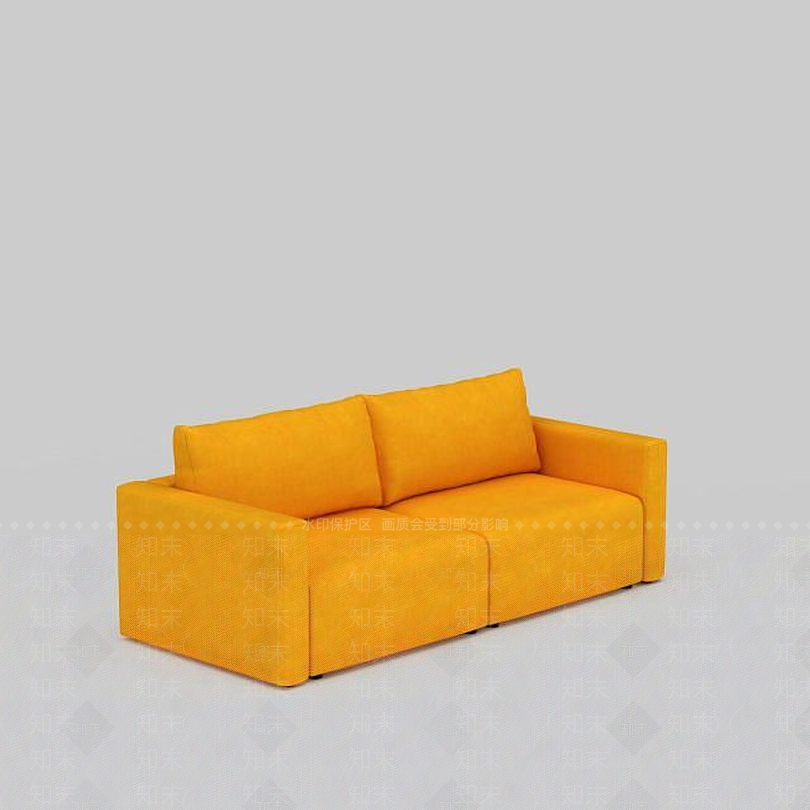 现代黄色双人沙发3D模型下载【ID:1199168900】