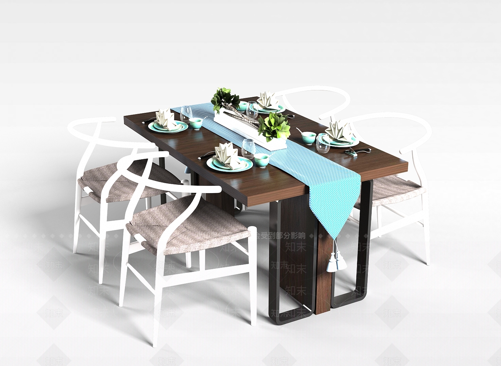 现代客厅餐桌3D模型下载【ID:1199170470】