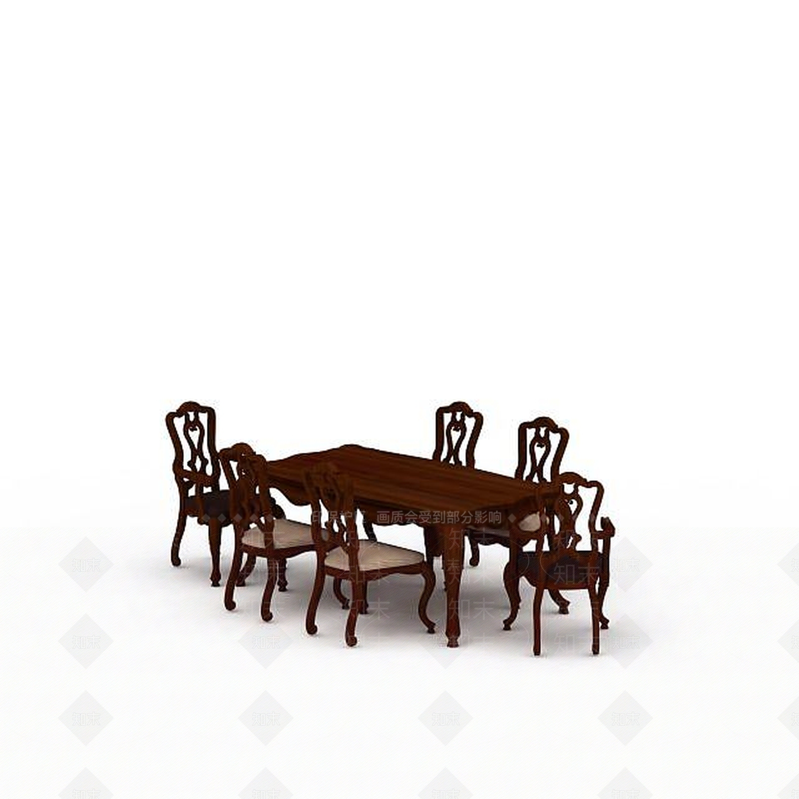 现代红木餐桌3D模型下载【ID:1199170510】