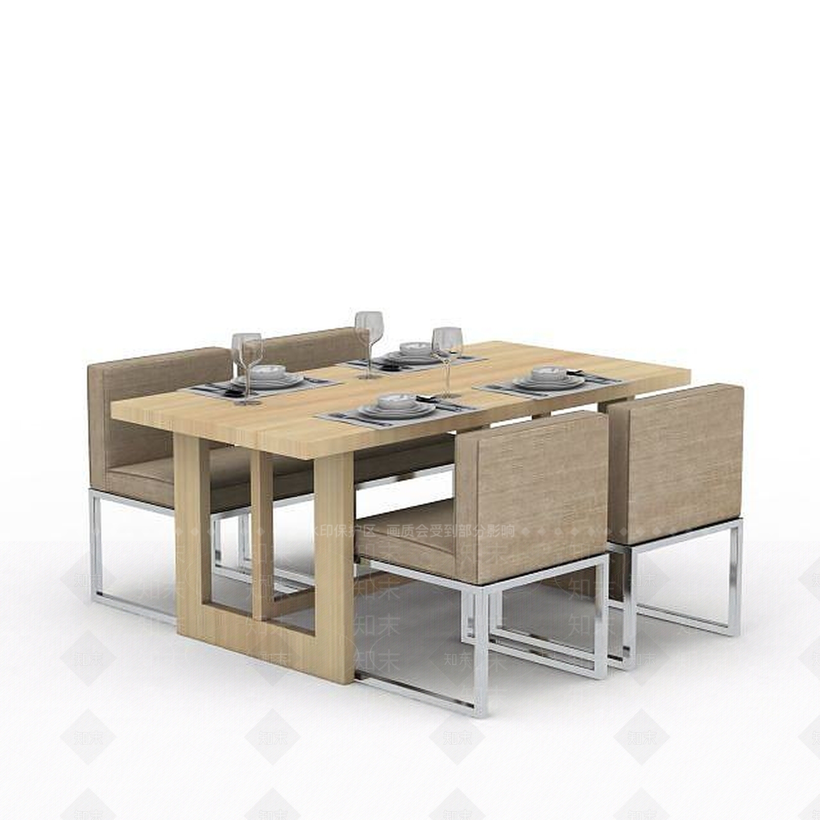 现代餐桌桌椅组合3D模型下载【ID:1199171029】