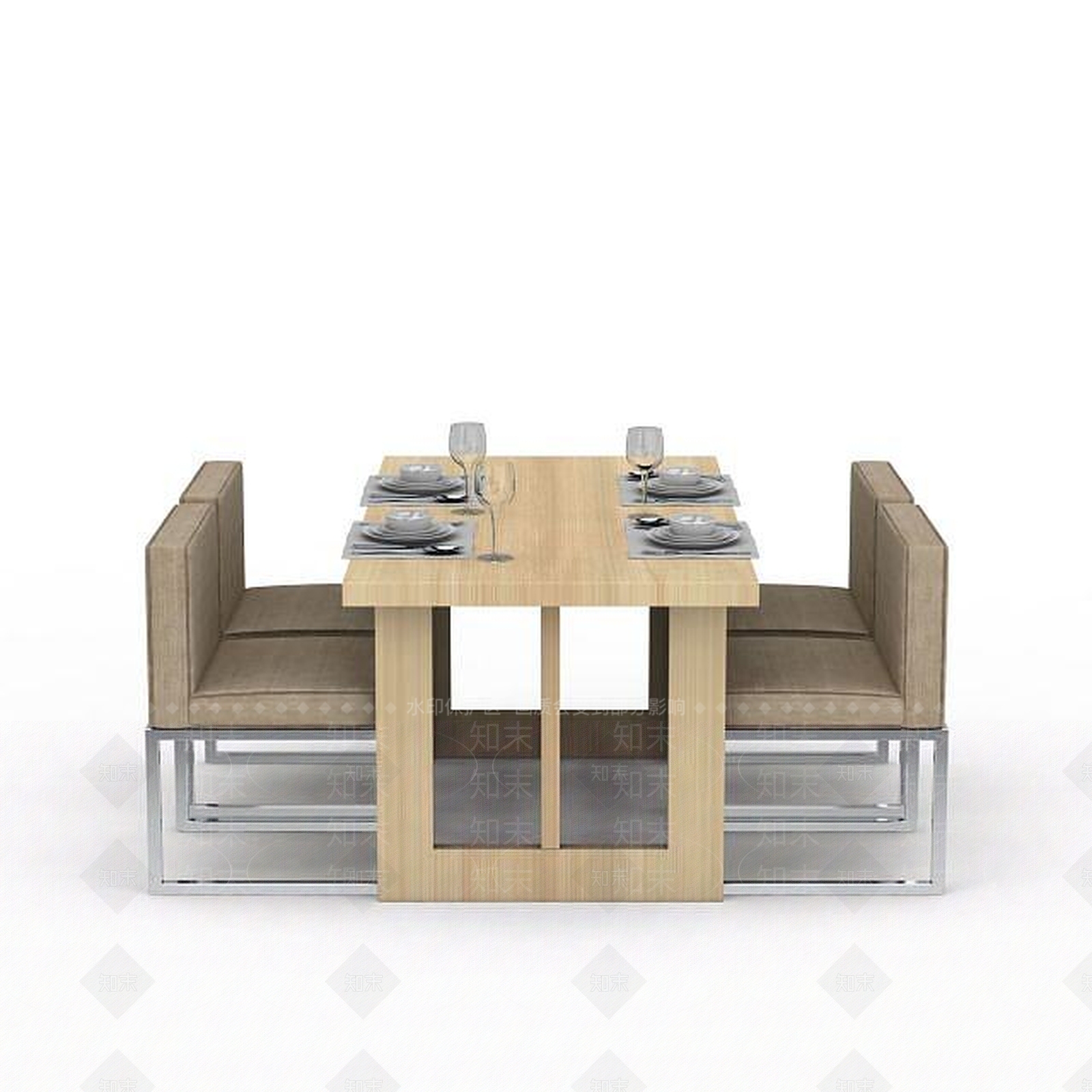 现代餐桌桌椅组合3D模型下载【ID:1199171029】