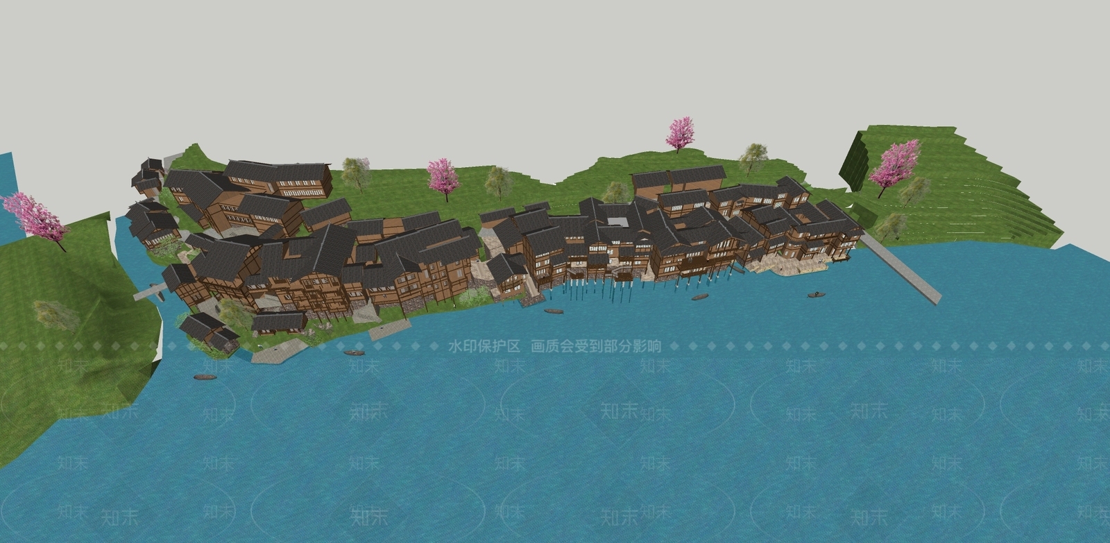 中式商业街SU模型下载【ID:1199172659】