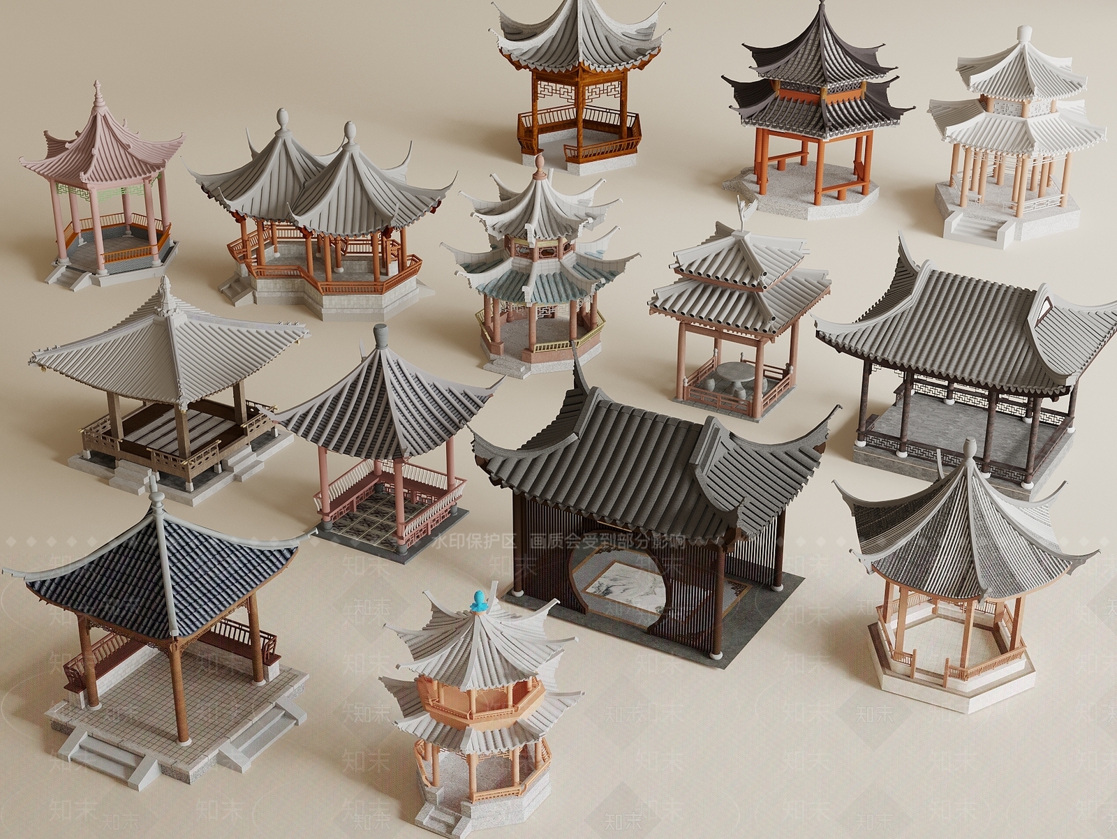 新中式亭子SU模型下载【ID:1199173377】