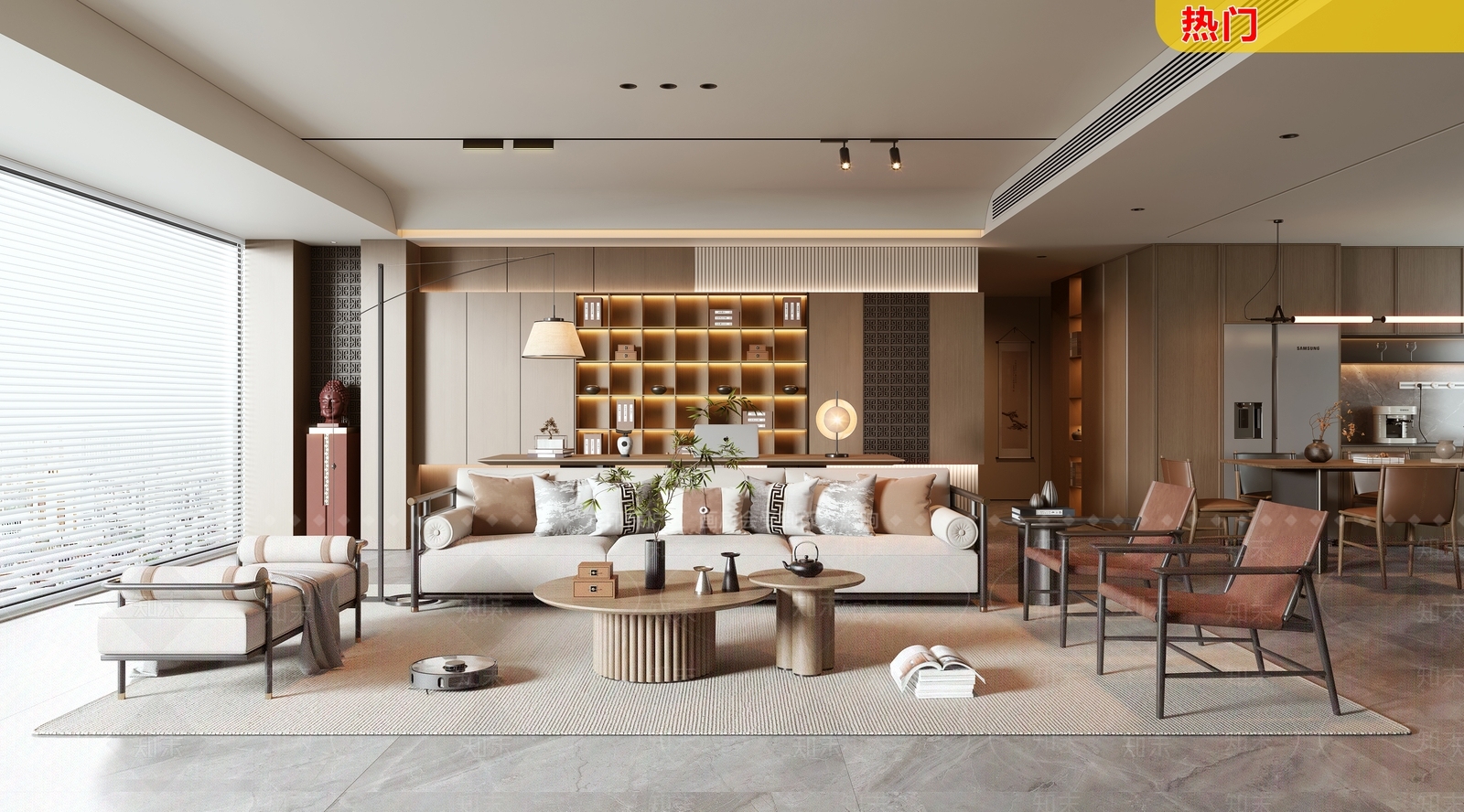 新中式客餐厅3D模型下载【ID:1199179971】