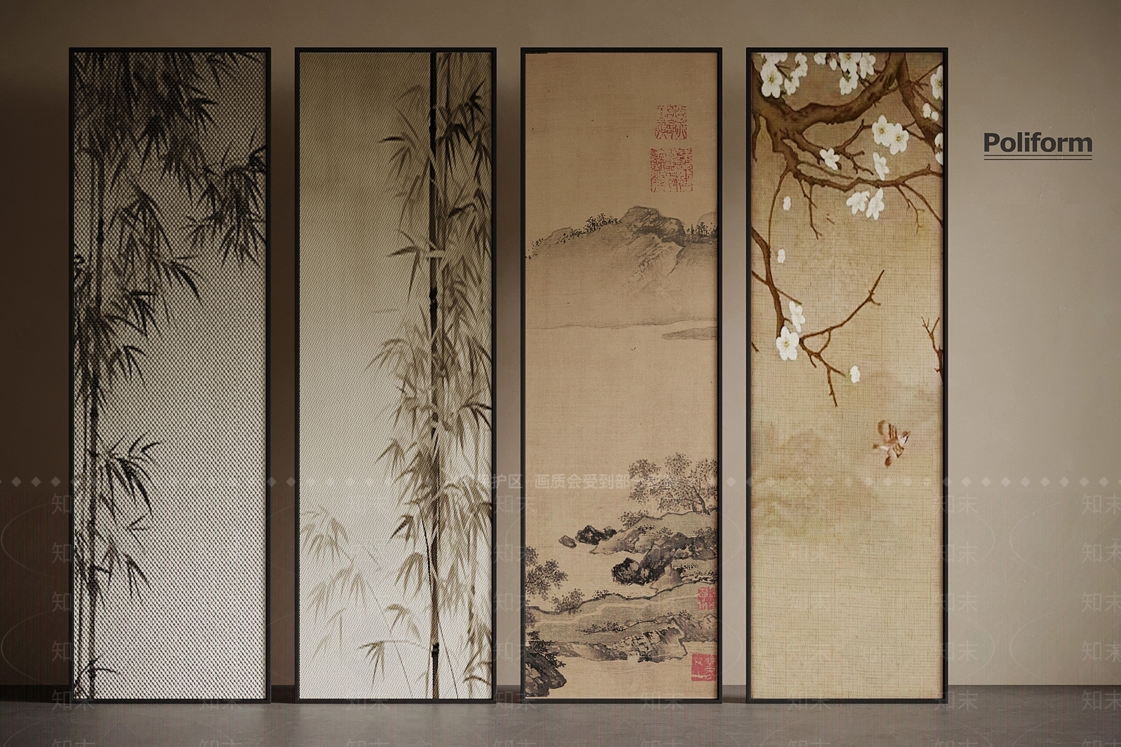 新中式屏风SU模型下载【ID:1199213770】