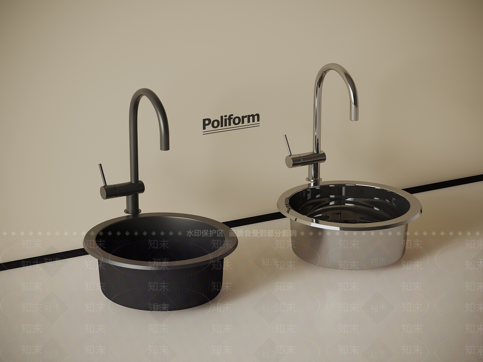 现代水槽SU模型下载【ID:1199213846】