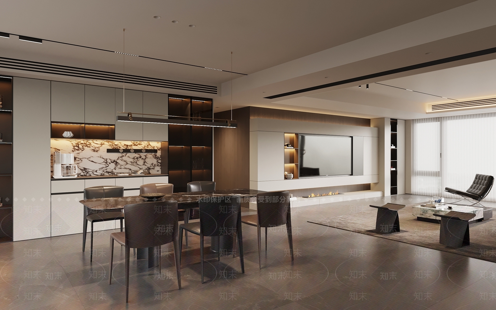 现代意式客餐厅3D模型下载【ID:1199216006】