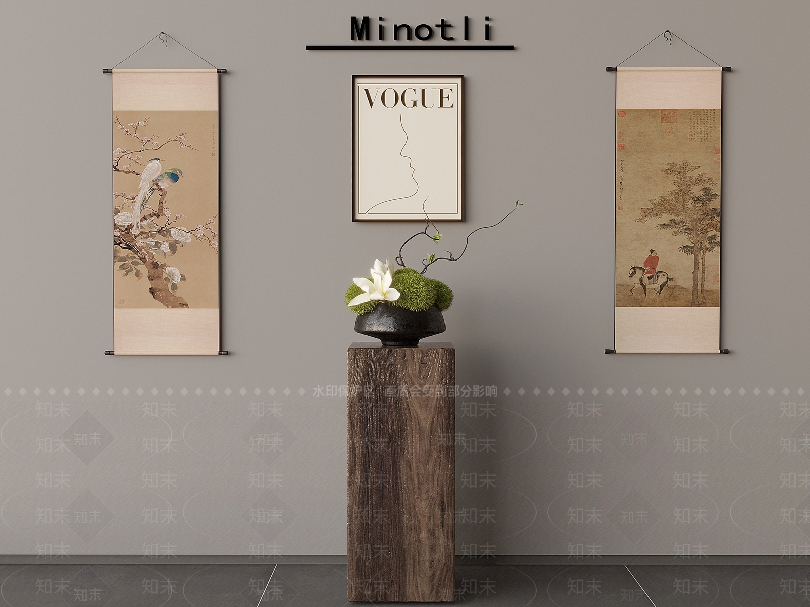 侘寂花架3D模型下载【ID:1199216186】