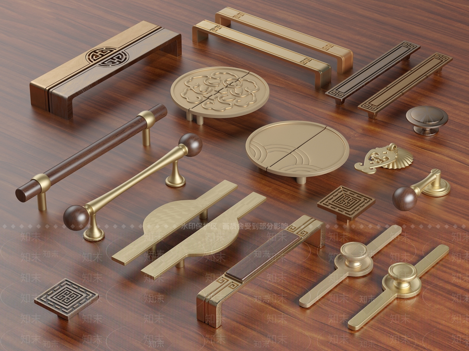 新中式拉手3D模型下载【ID:1199217978】