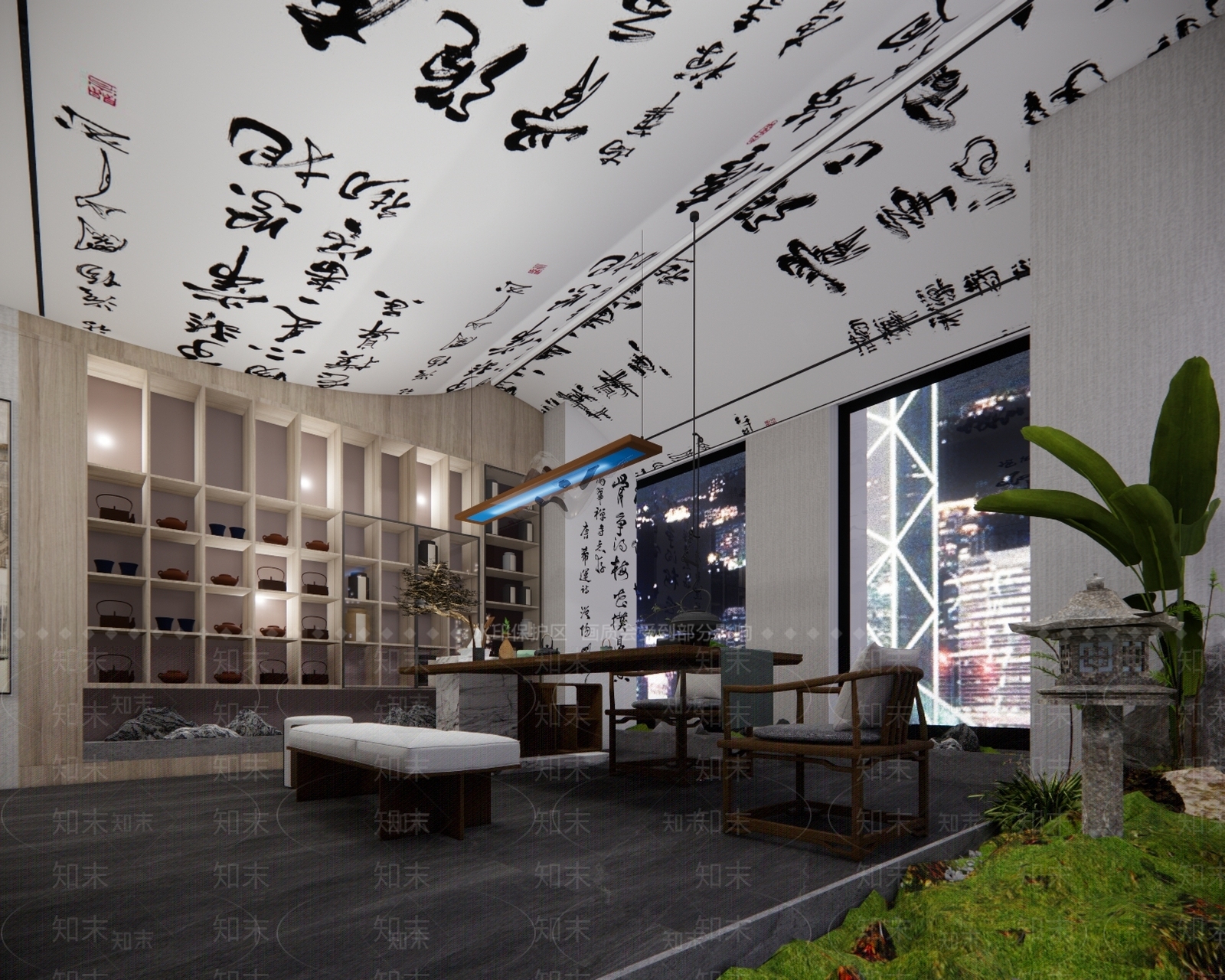 新中式禅意茶餐厅SU模型下载【ID:1199666402】
