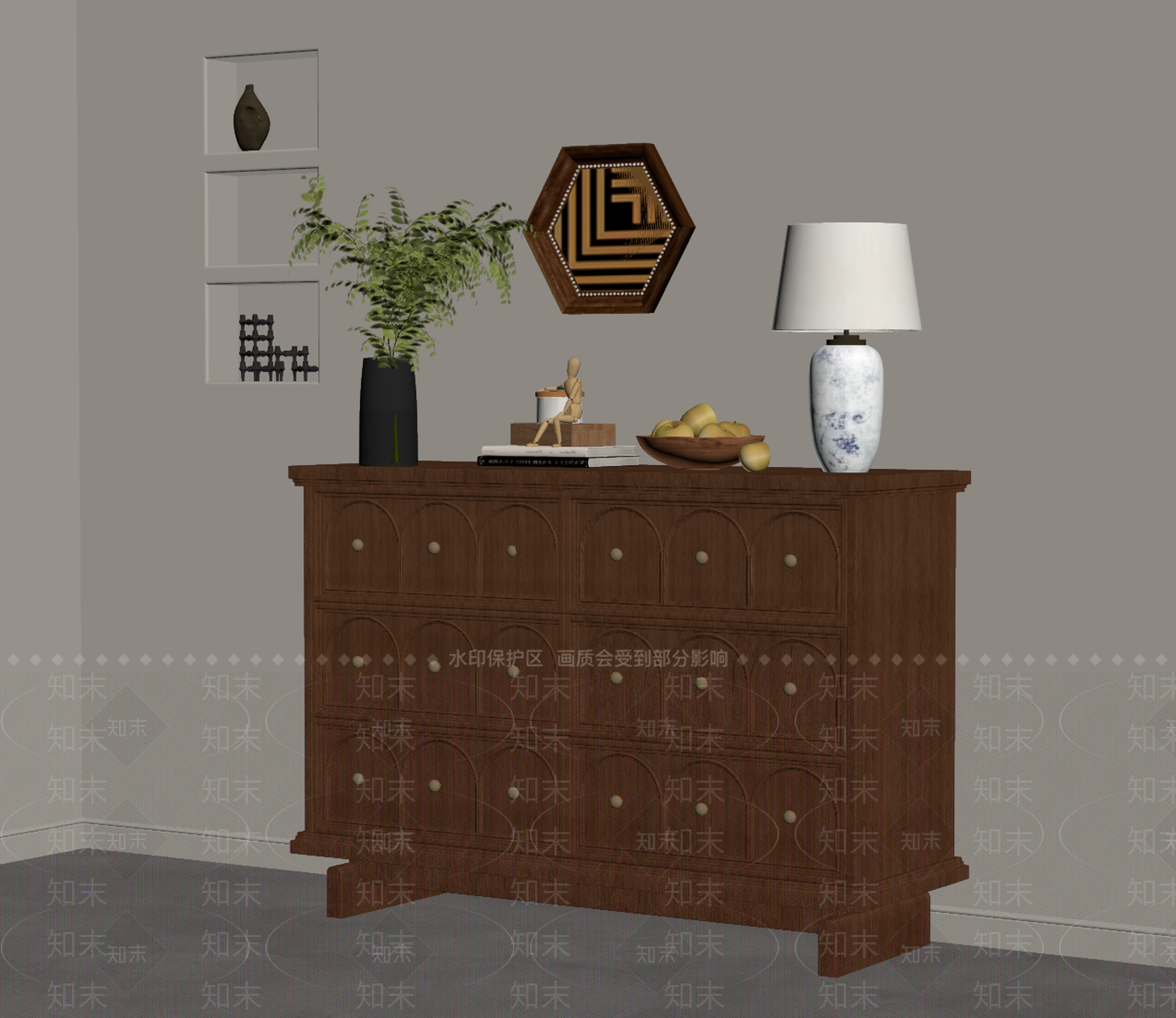 法式复古玄关柜SU模型下载【ID:1199220178】