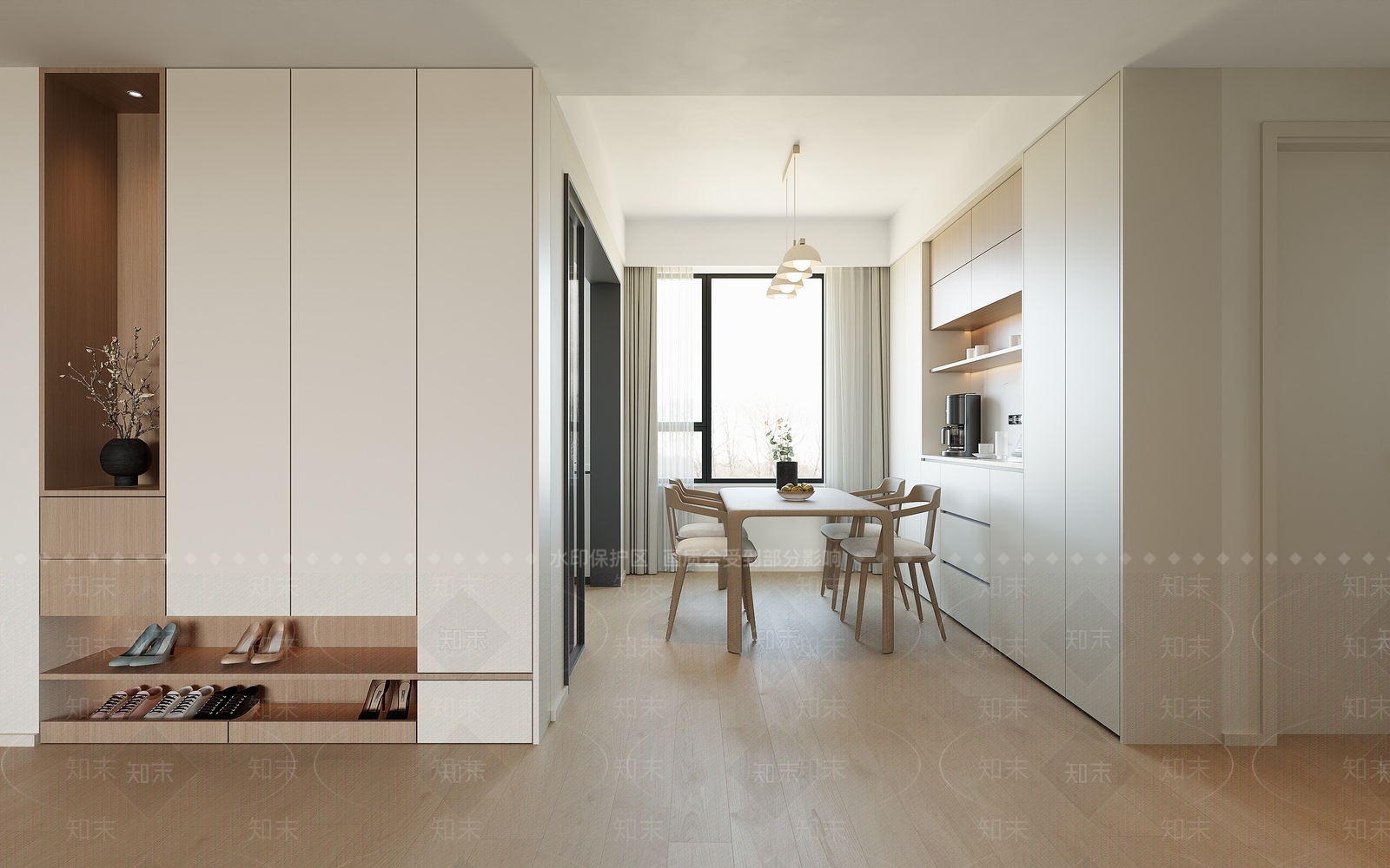 原木奶油家居客厅3D模型下载【ID:1199224624】