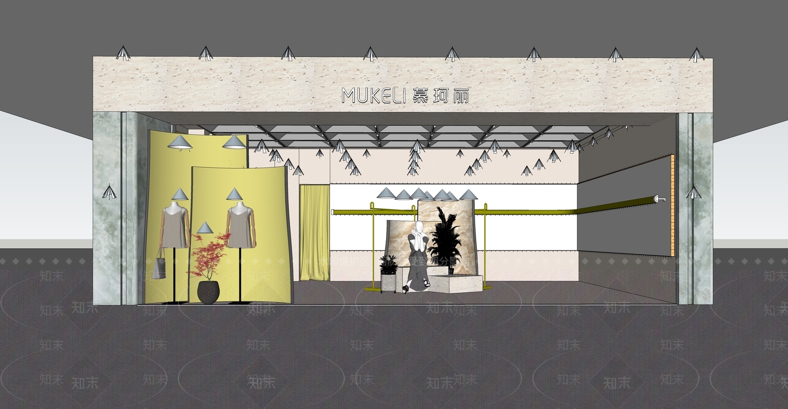 轻奢现代服装店SU模型下载【ID:1199221736】