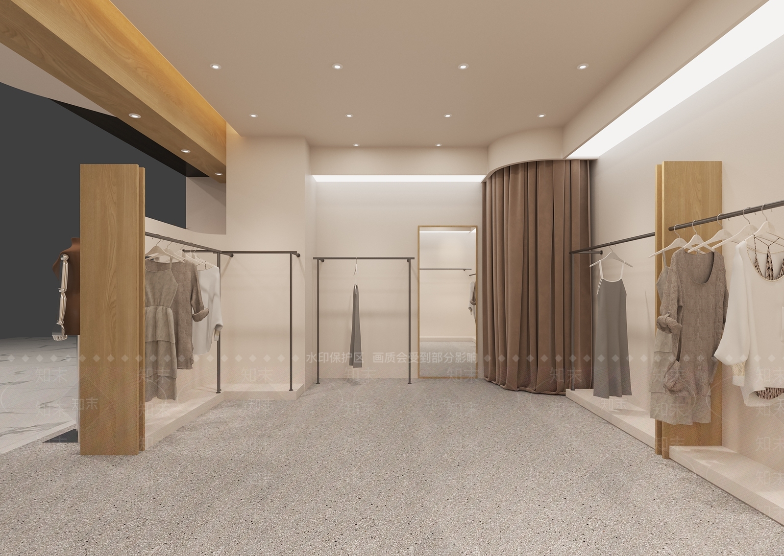 现代奶油服装店3D模型下载【ID:1199223037】