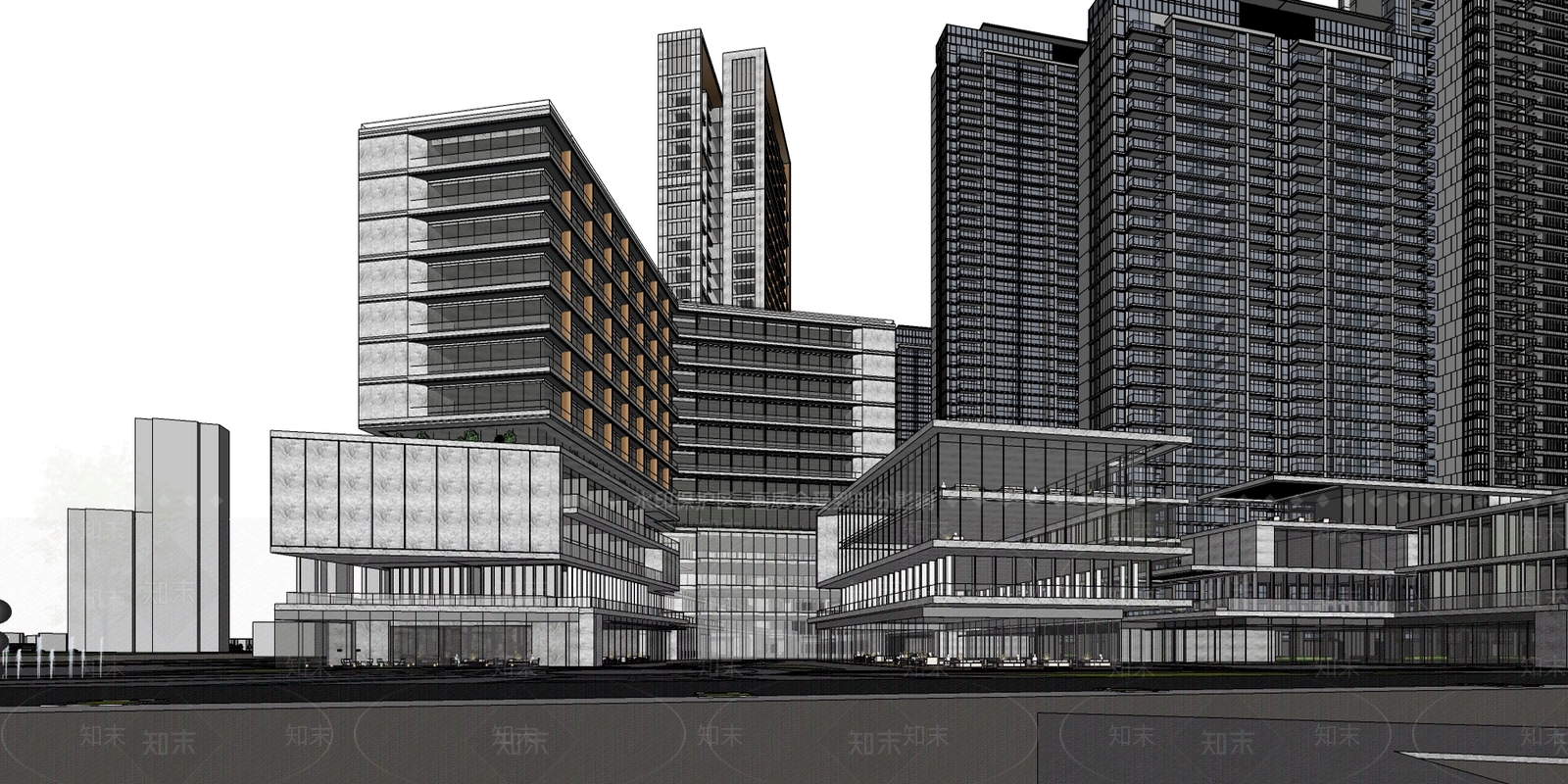 现代小区建筑SU模型下载【ID:1199225017】