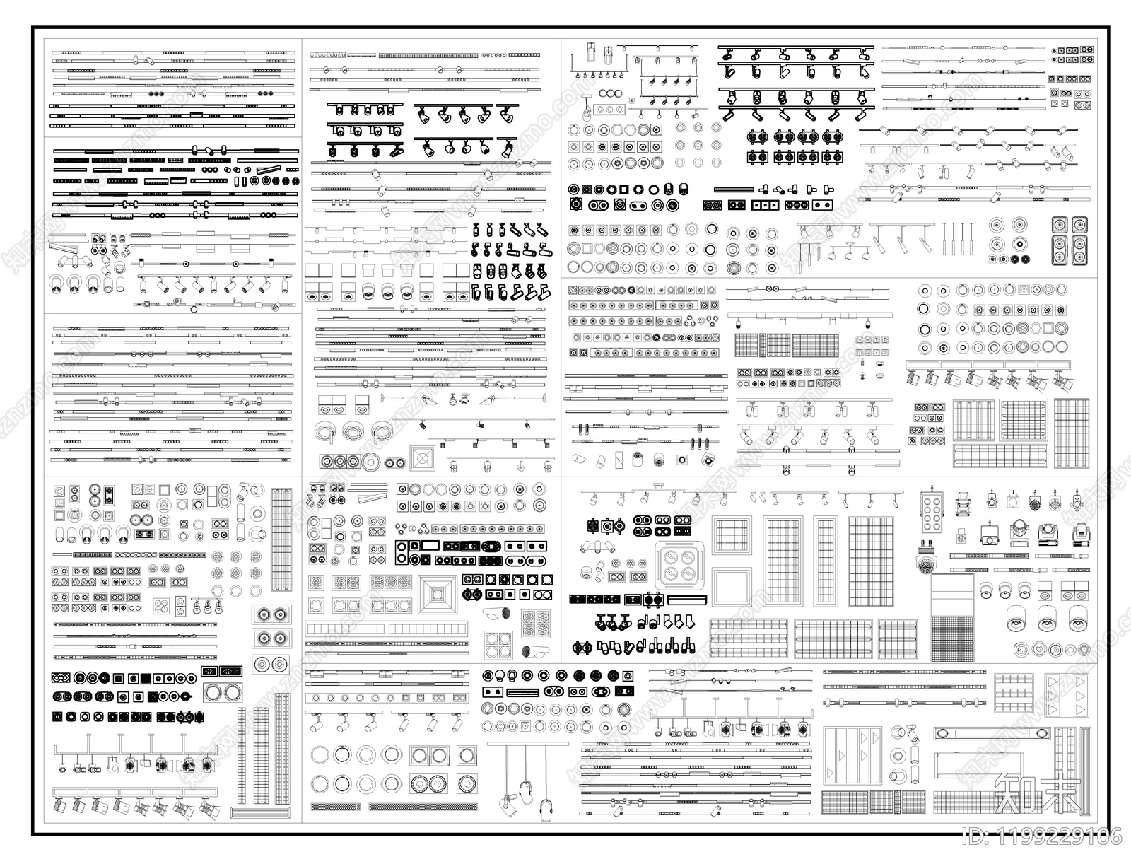 现代灯具图库施工图下载【ID:1199229106】