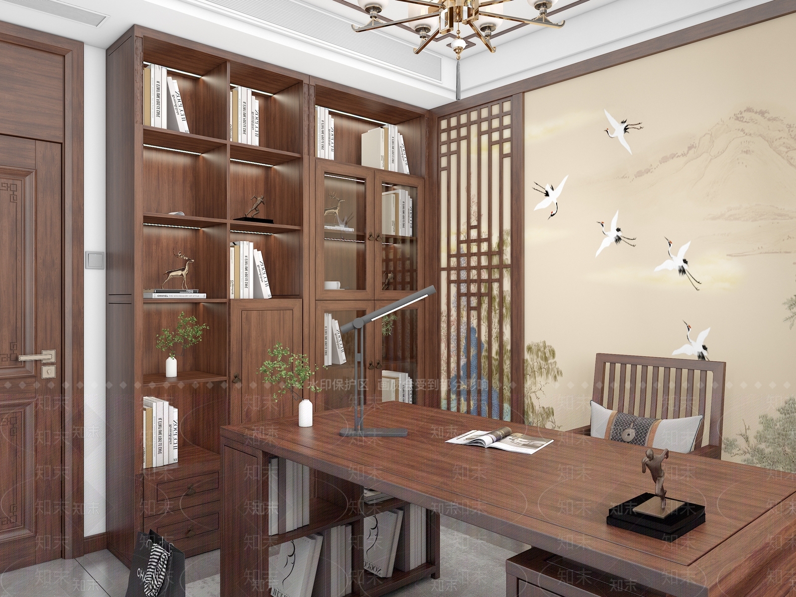 新中式书房3D模型下载【ID:1199229519】