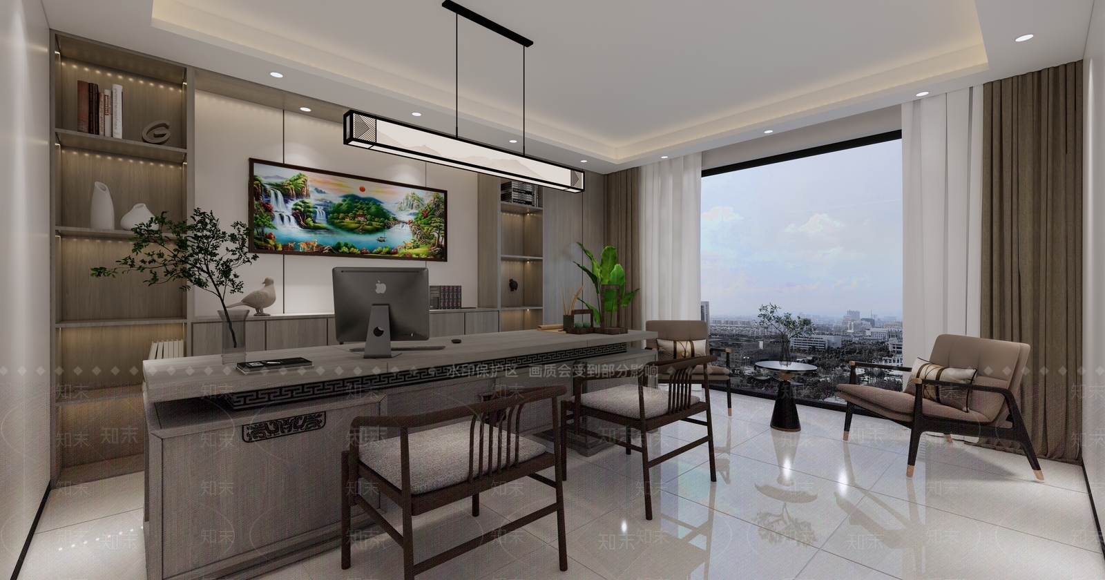 现代中式经理办公室SU模型下载【ID:1199230092】