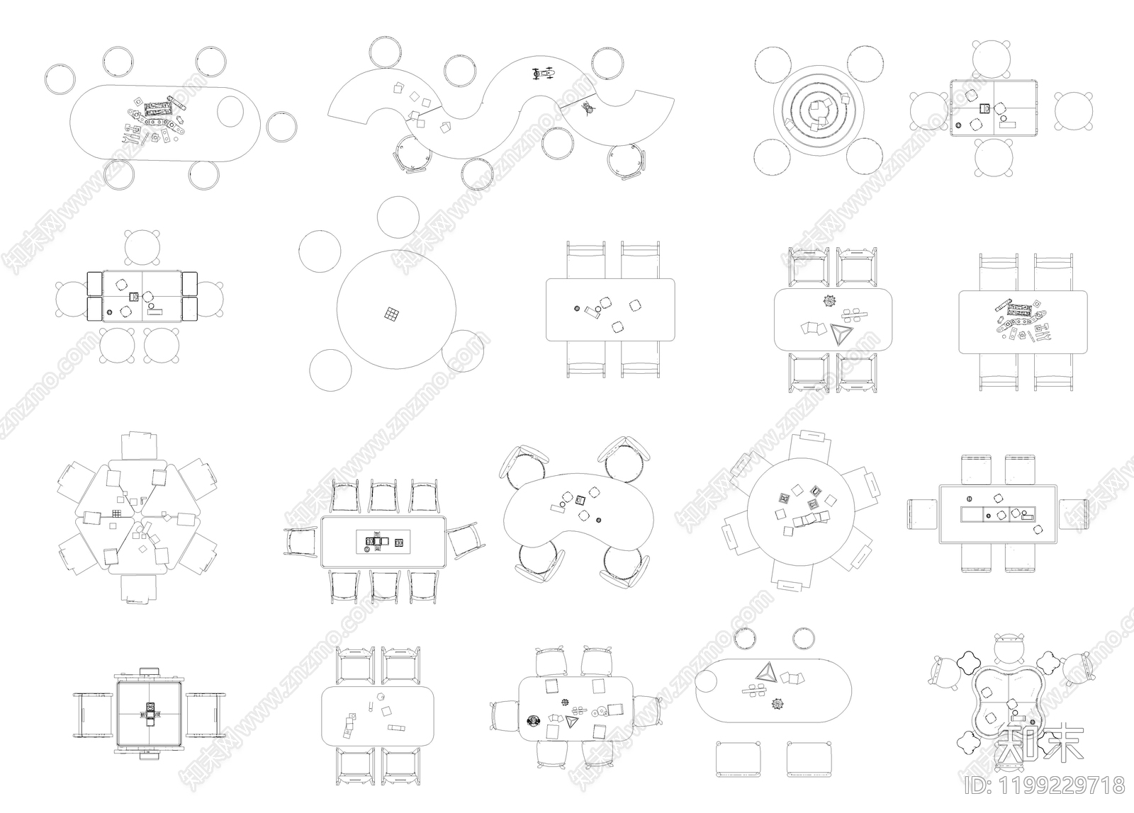 现代桌椅施工图下载【ID:1199229718】