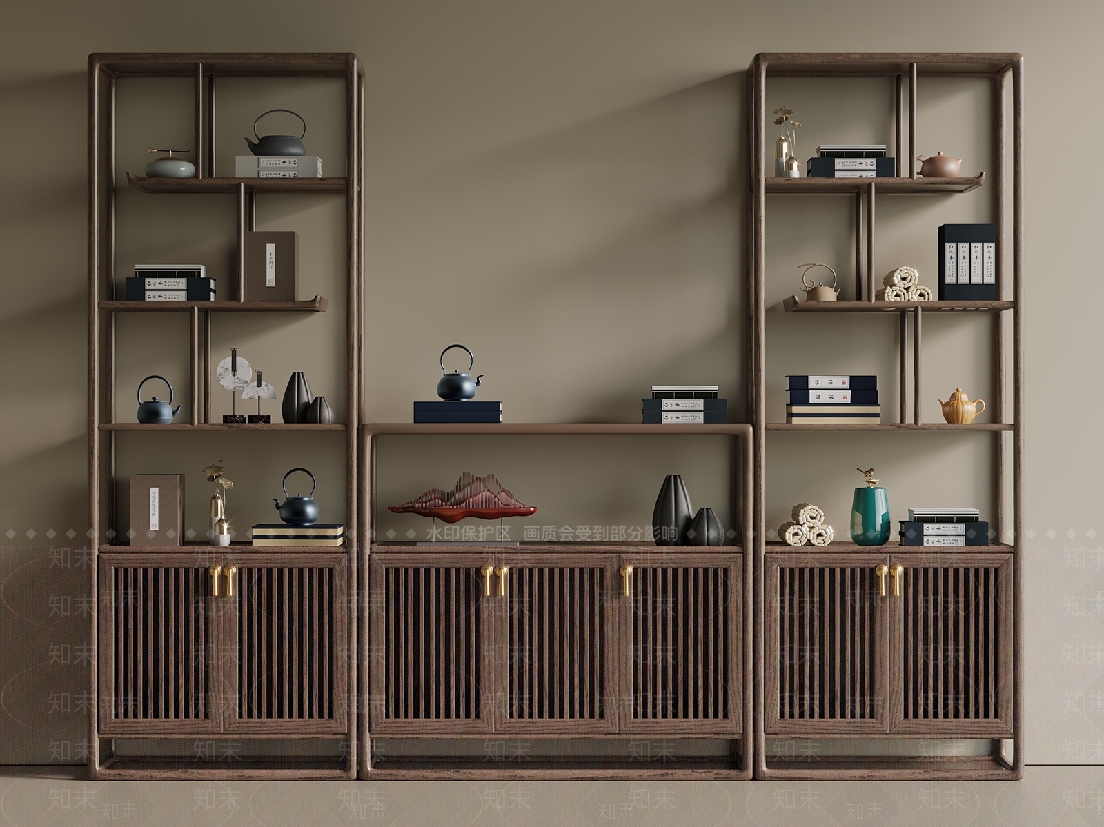 新中式中式博古架SU模型下载【ID:1199230487】