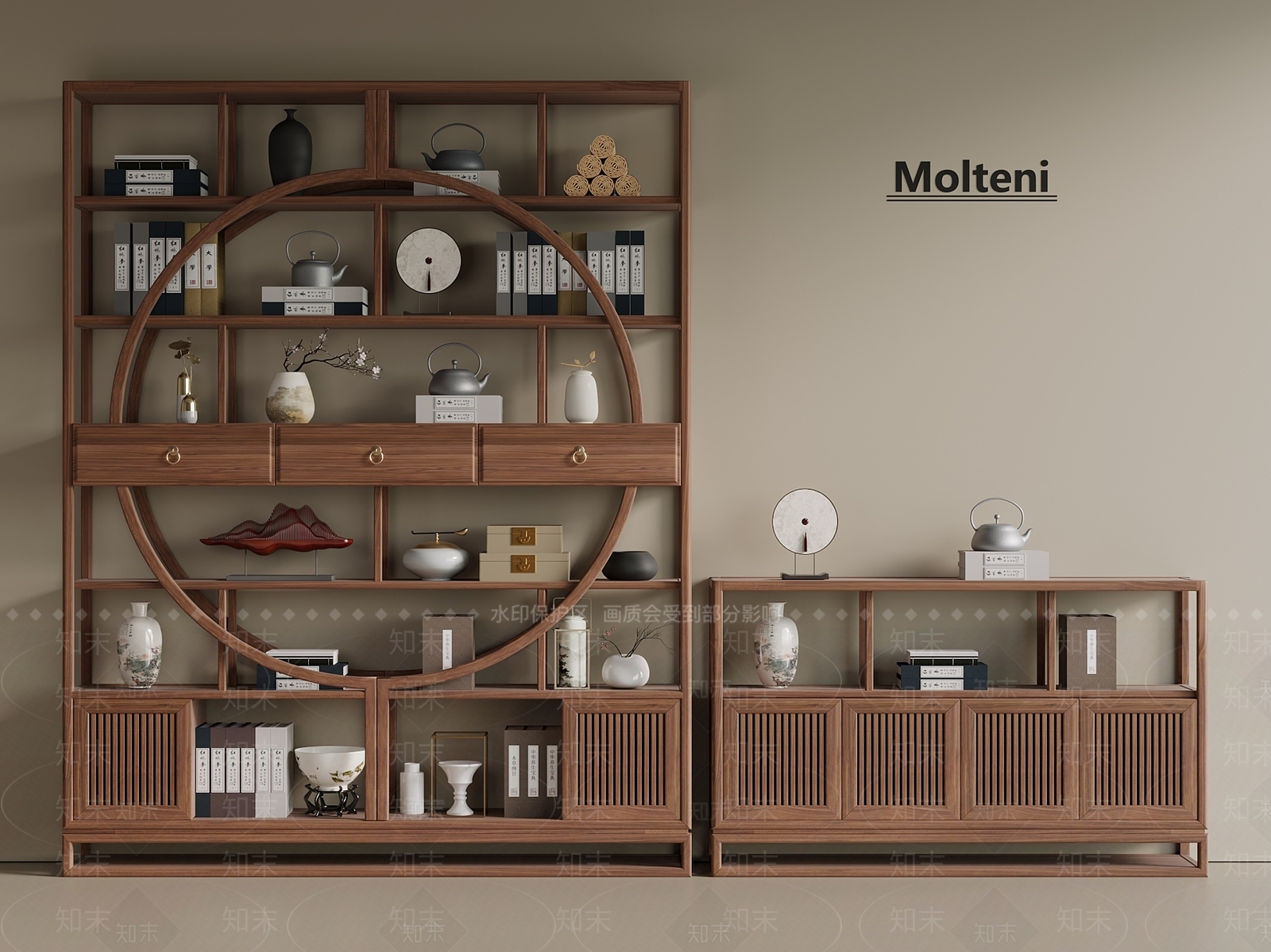 新中式中式博古架SU模型下载【ID:1199231579】