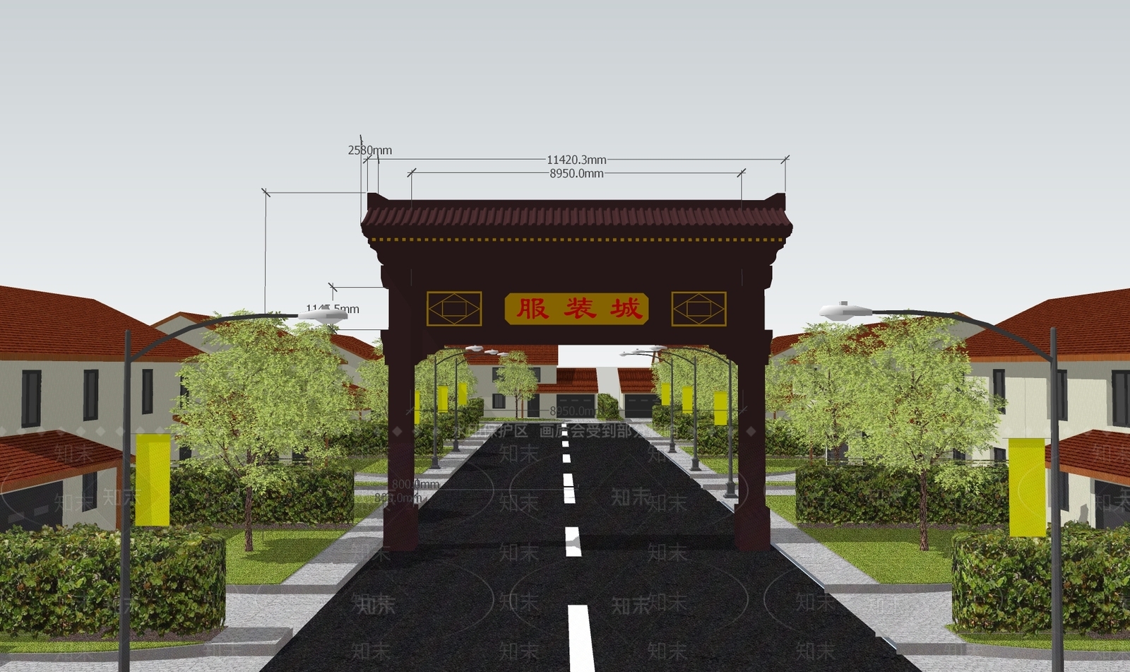 新中式牌坊牌楼SU模型下载【ID:1199232030】