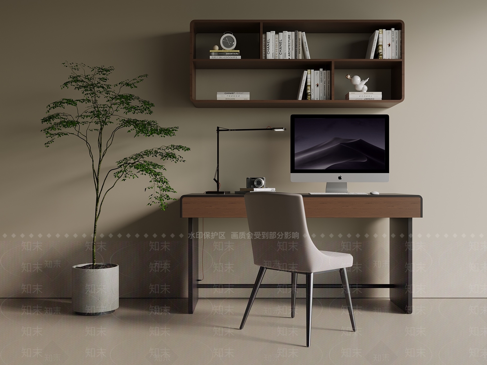 新中式中古书桌椅SU模型下载【ID:1199233172】