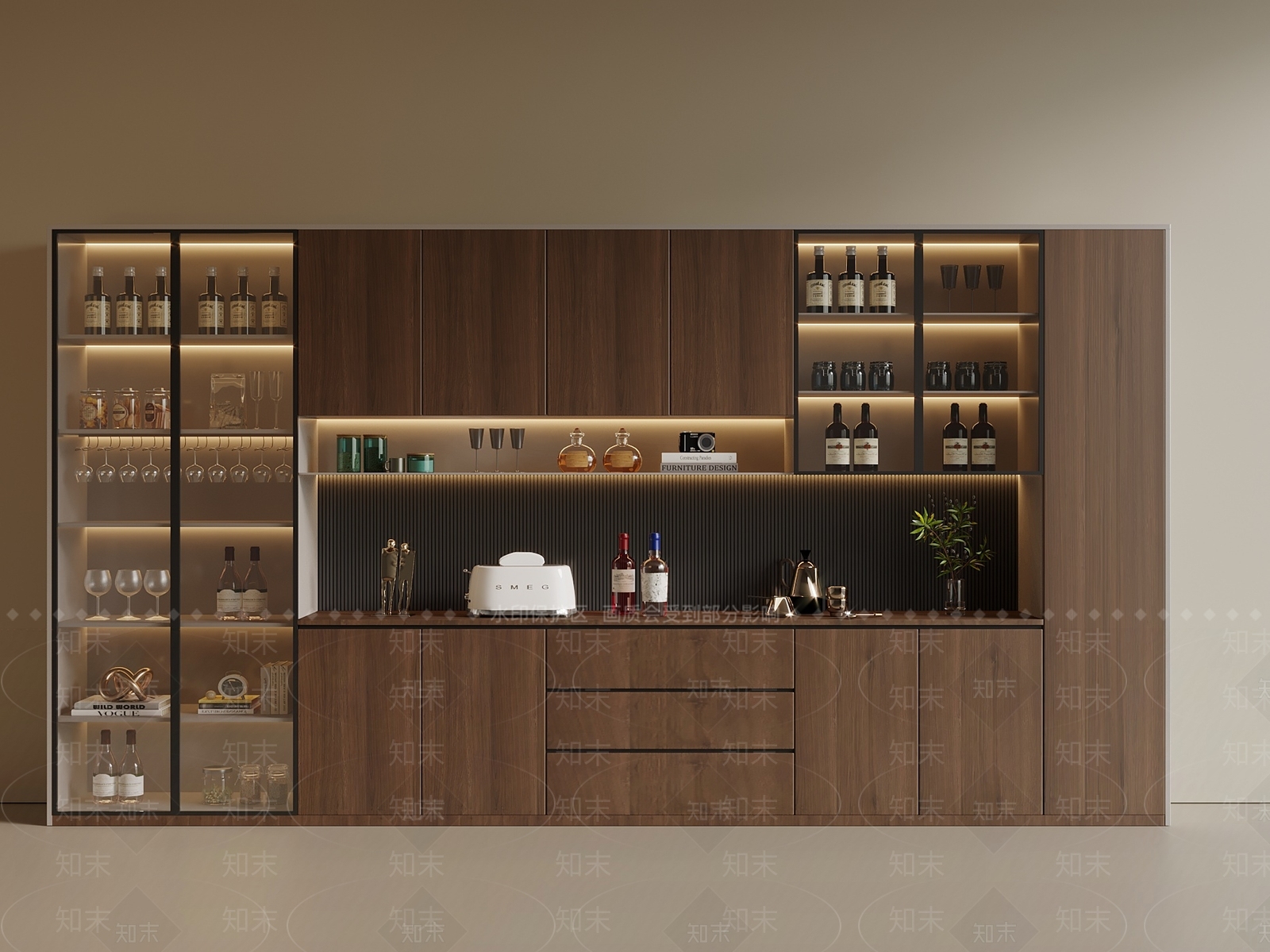 新中式中古酒柜3D模型下载【ID:1199233882】
