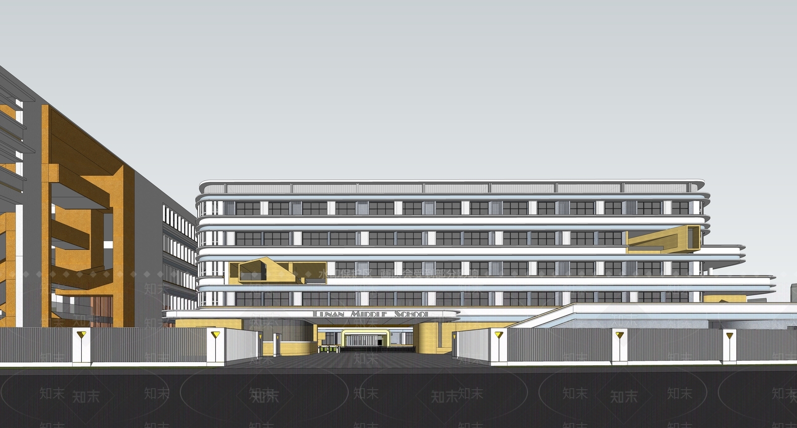 学校建筑SU模型精品下载_SketchUp模型_知末网
