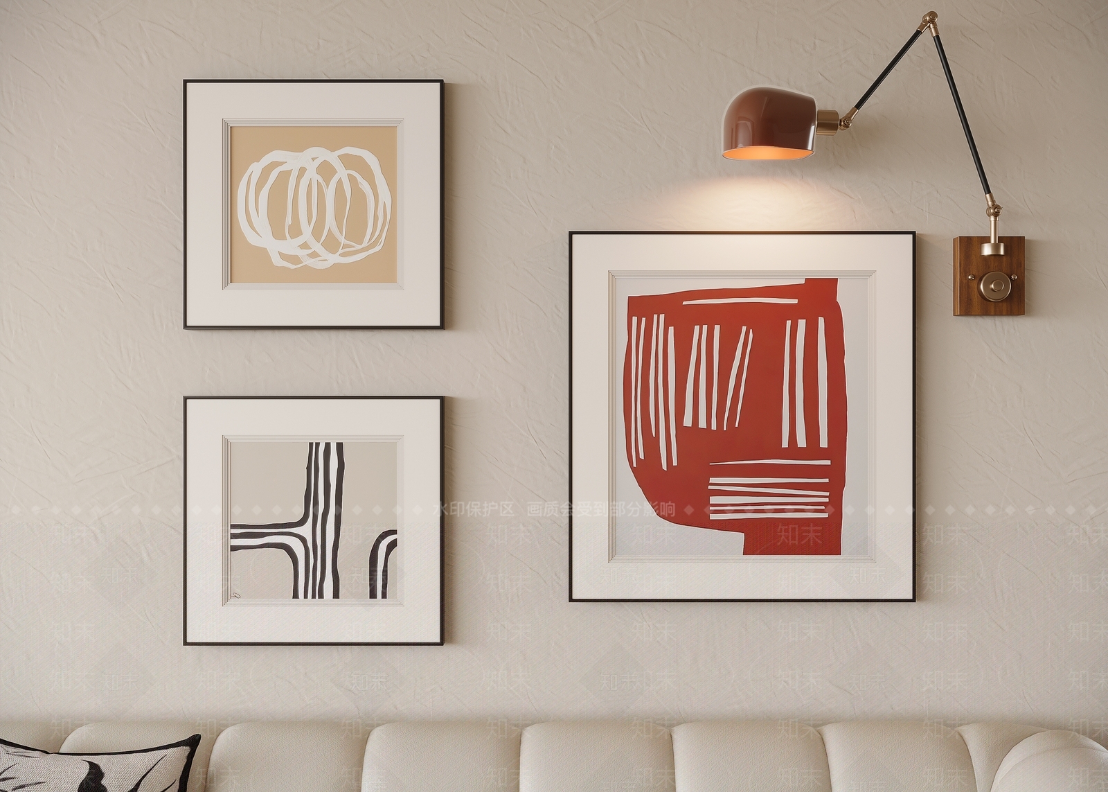 奶油简约挂画组合SU模型下载【ID:1199238012】