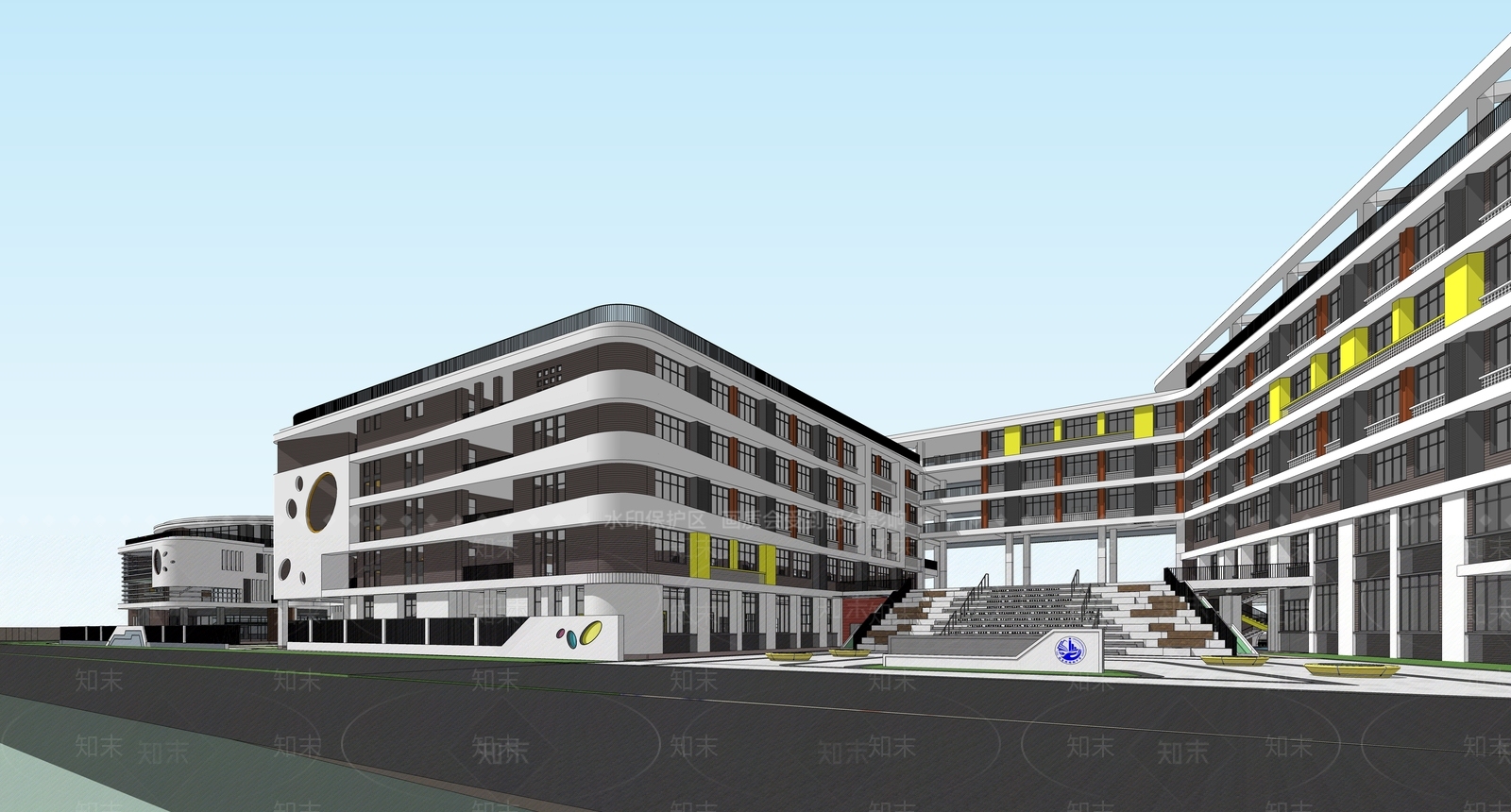 现代学校建筑SU模型下载【ID:1199238520】