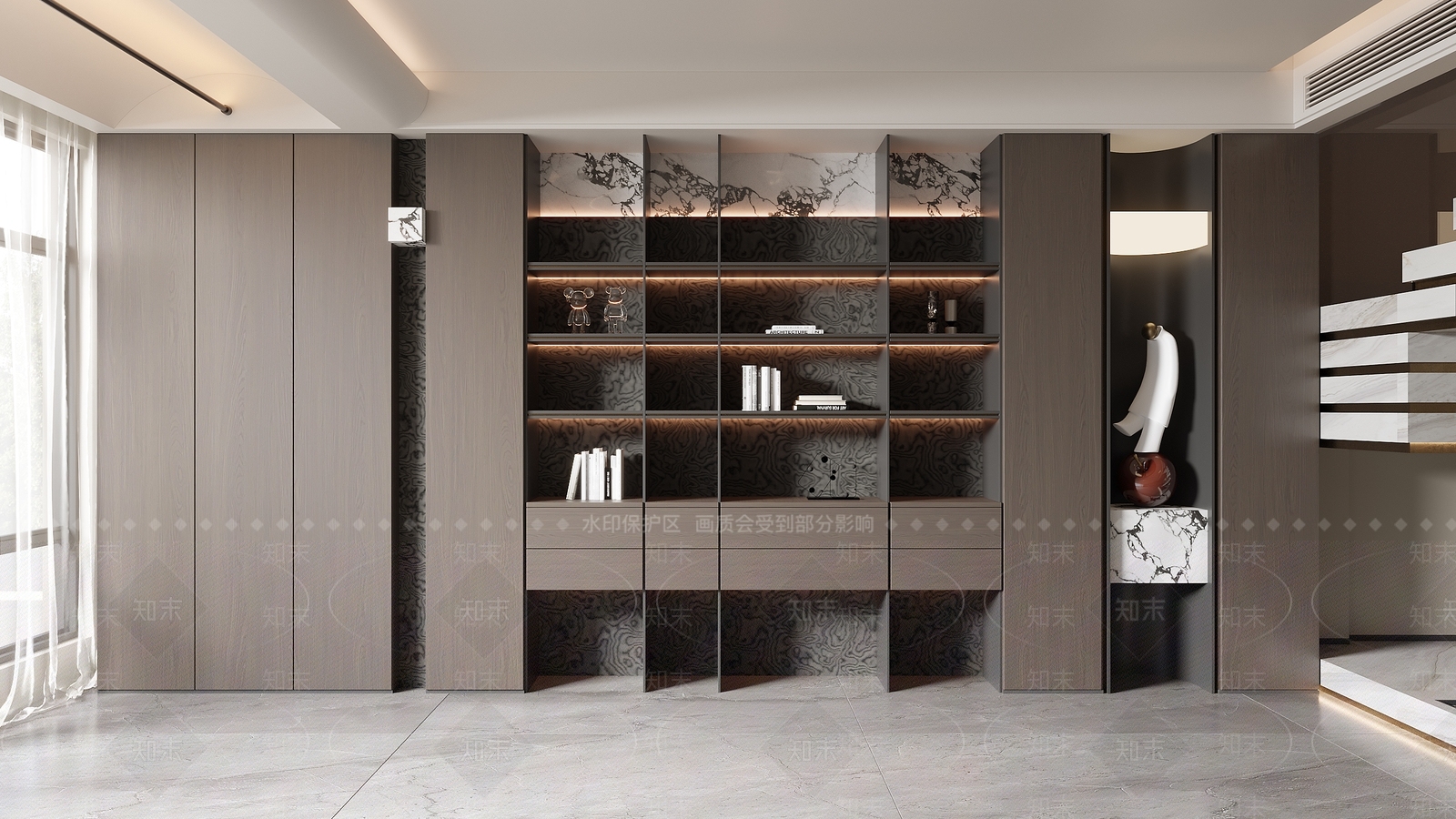 现代意式书柜SU模型下载【ID:1199238788】