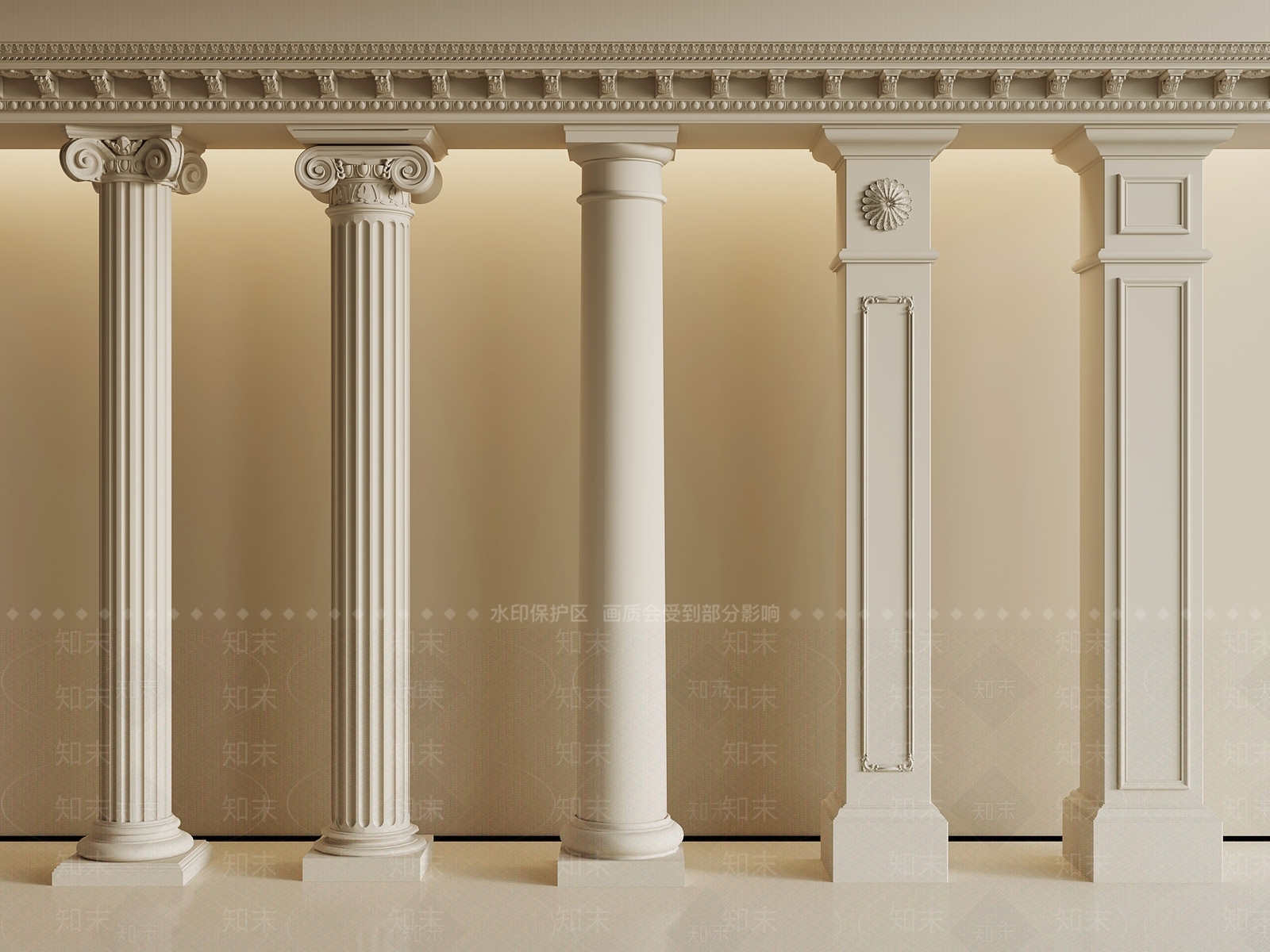法式欧式柱子SU模型下载【ID:1199238779】