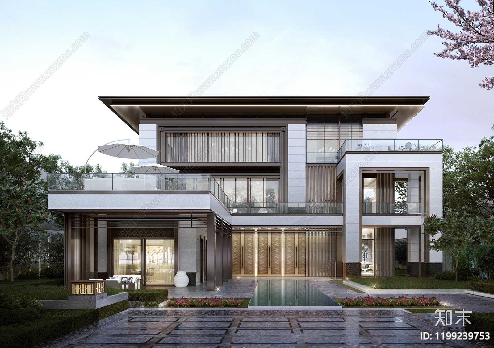 新中式别墅建筑下载【ID:1199239753】