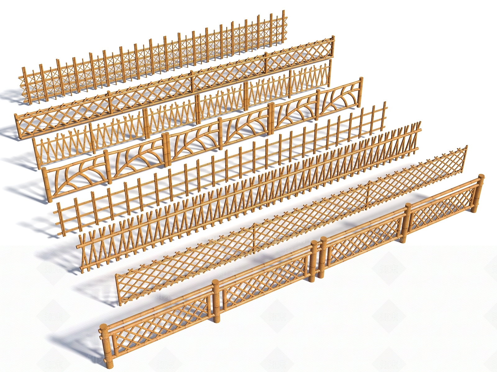 中式景观围栏SU模型下载【ID:1199243534】