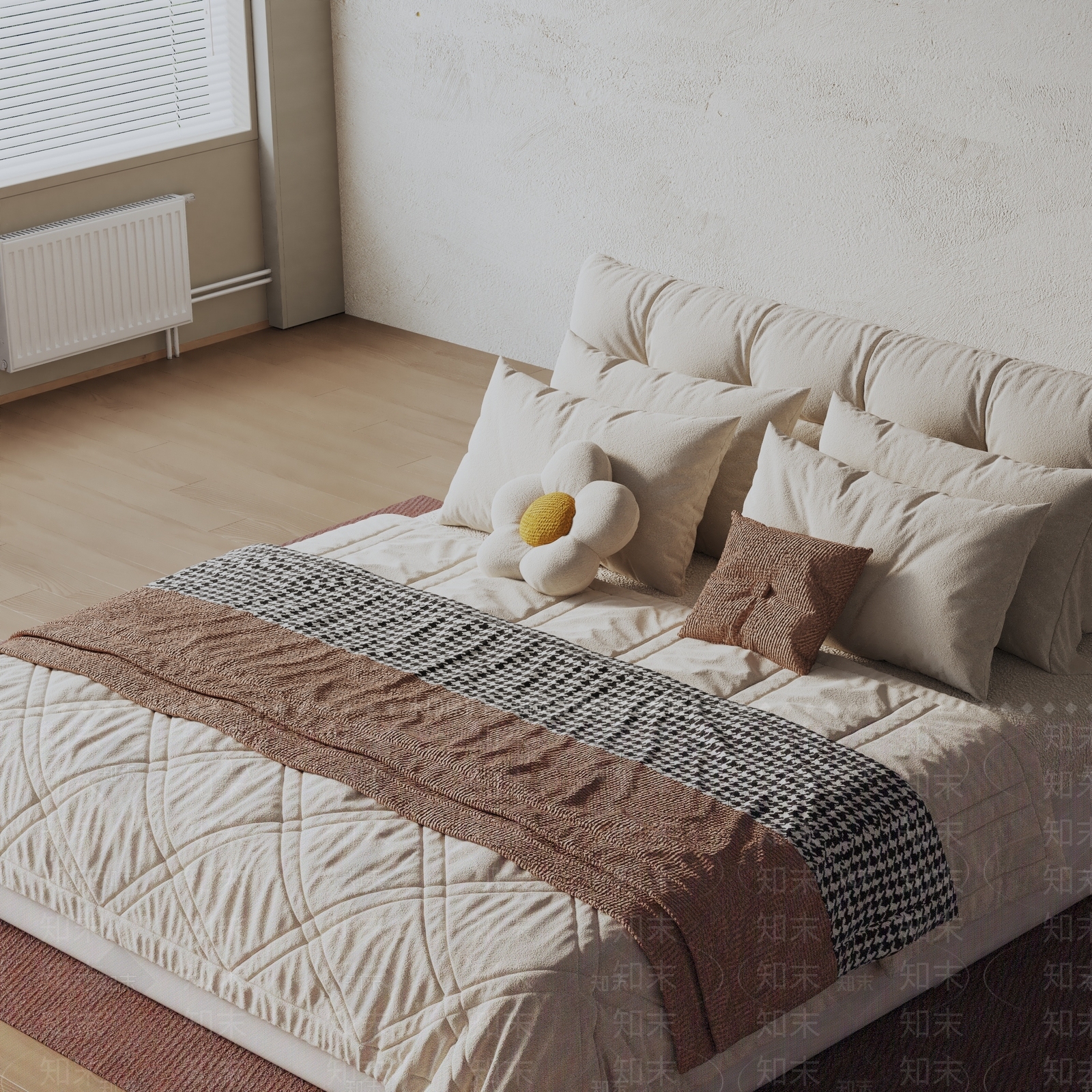 现代双人床3D模型下载【ID:1199245475】